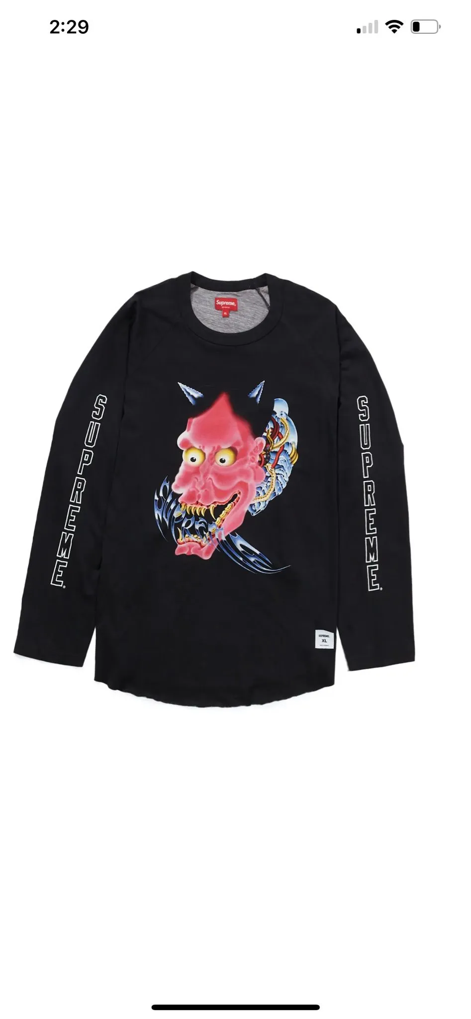 Product image for 🩸Supreme Cokney Demon Raglan LS Size XL Black