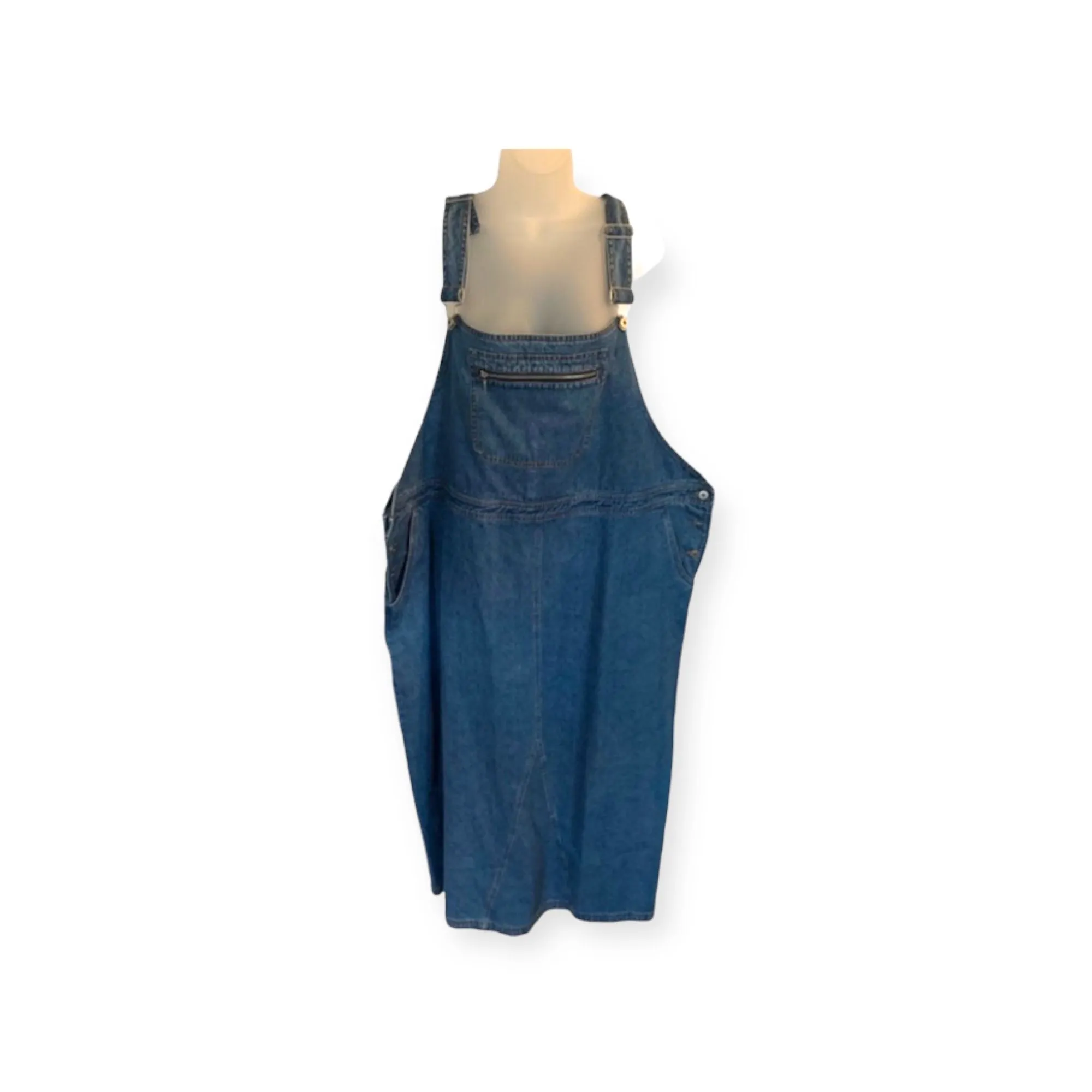 Product image for #097 USA Crossroads blue denim overall dress long  SZ  3X-4X SB|5