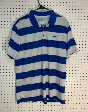 Product image for 016. Nike Golf Gently Used Short Sleeve Polo Grey and Blue Large