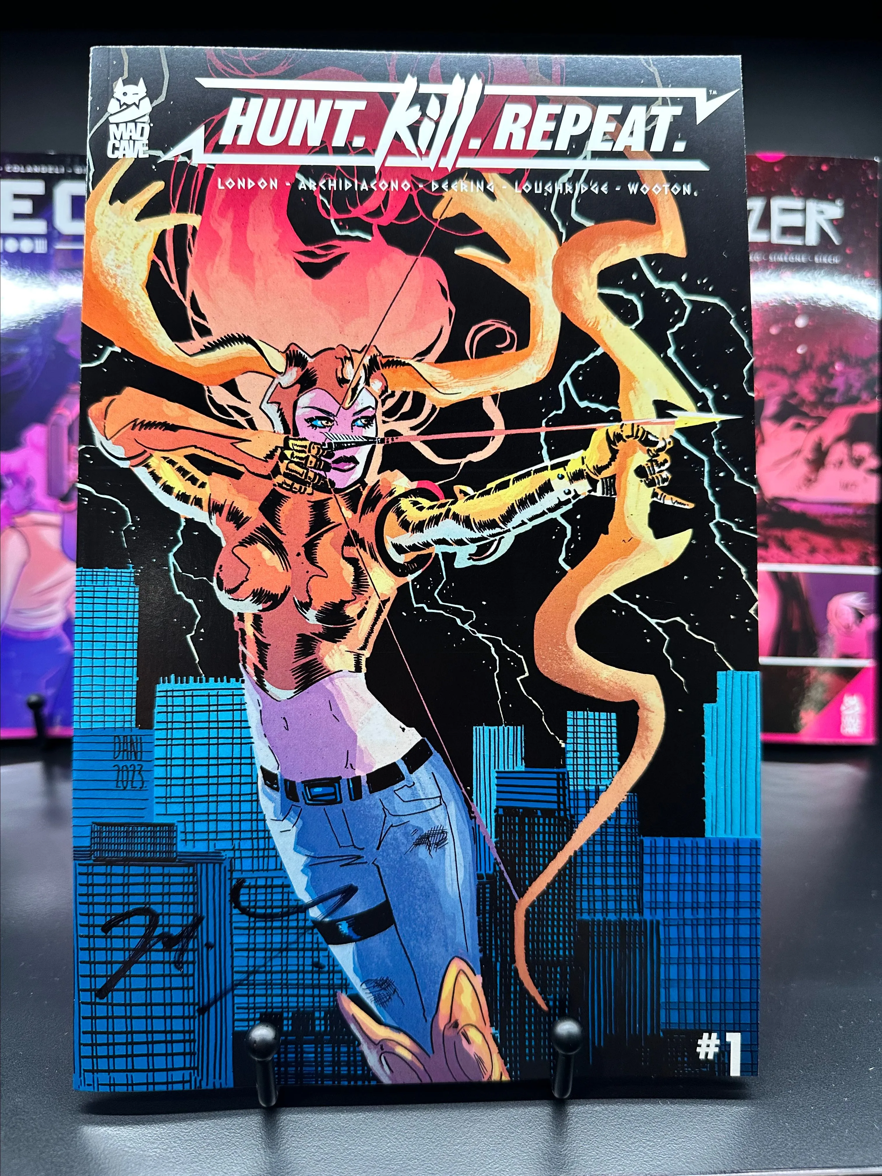 Product image for Hunt Kill Repeat #1 SDCC Exclusive Variant Signed by Mark London Drawn by Werther Dell’Edera WITH COA!