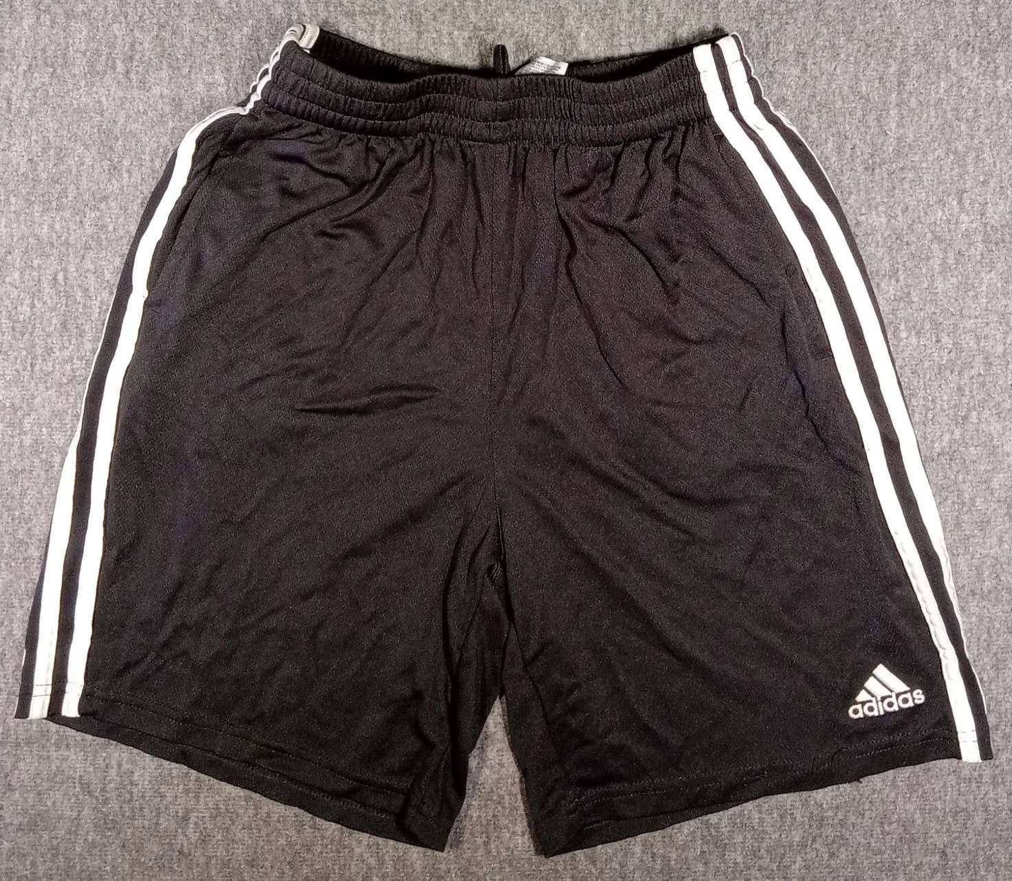 Product image for Boy's ADIDAS Size L 14/16 Athletic Gym Short Black Side Stripe Pull On