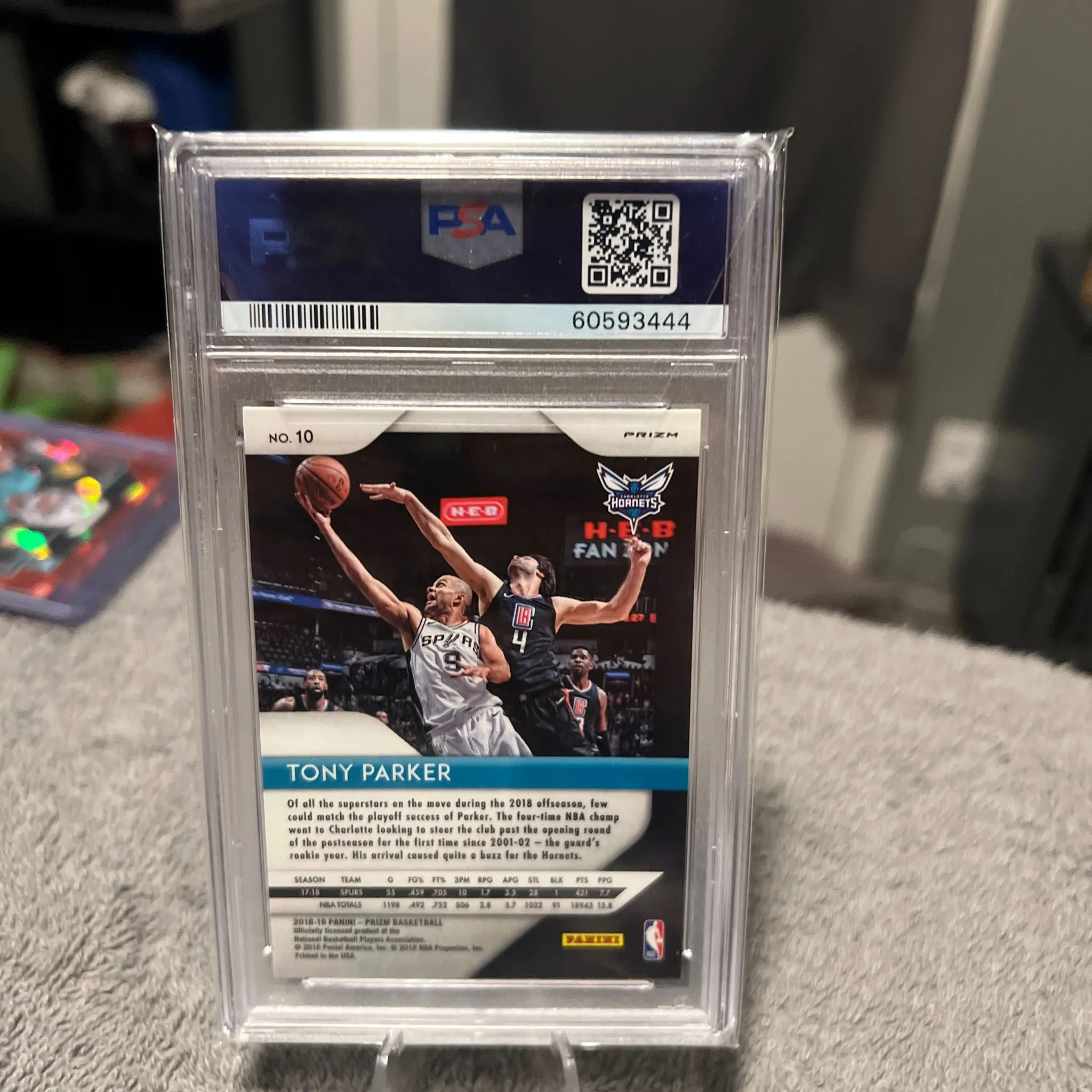 Product image for 2018 Panini Prizm Tony Parker red white blue psa mint 9