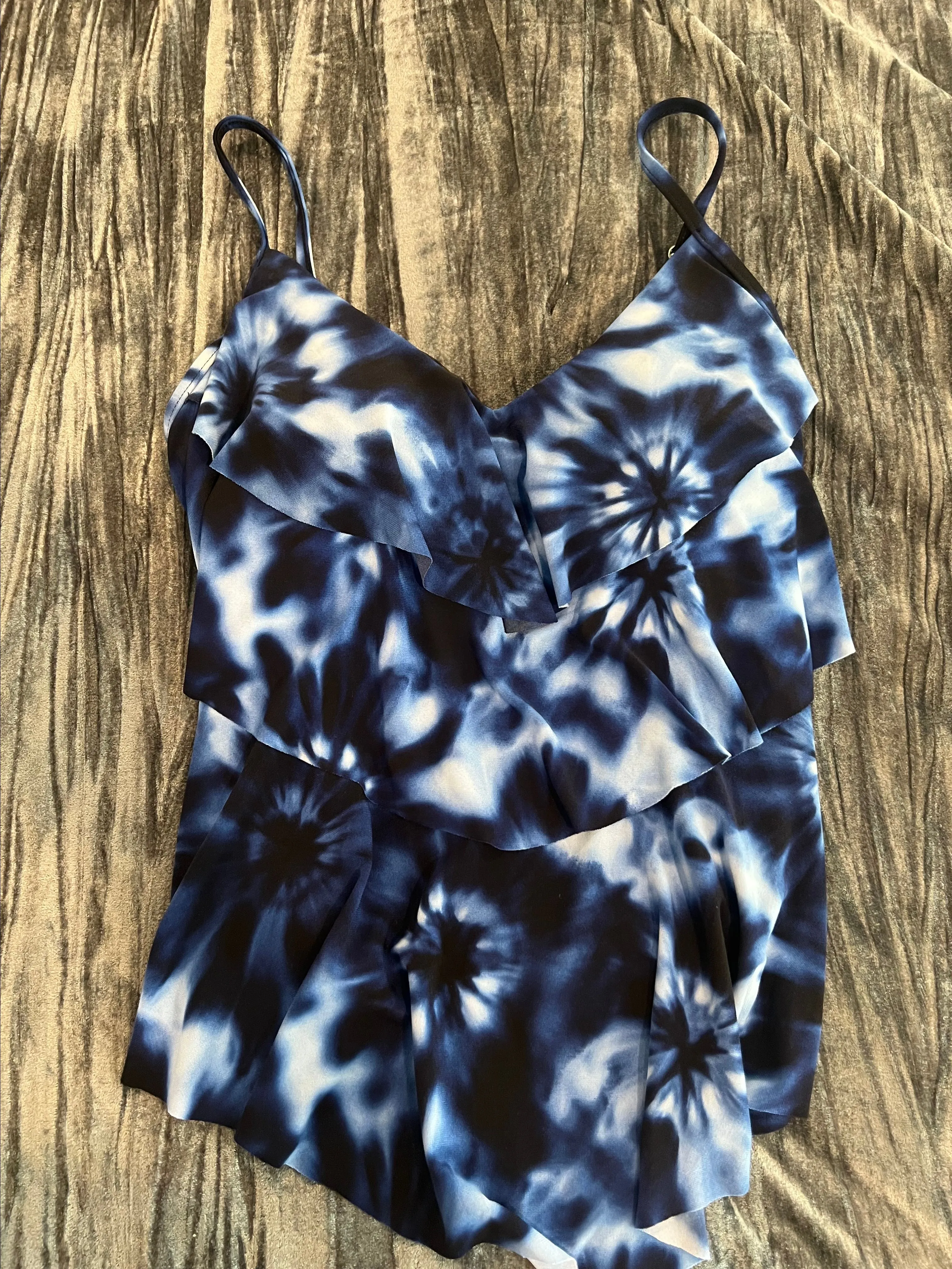 Product image for Blue Tie-Dye Swim Top Size S by Aqua Green