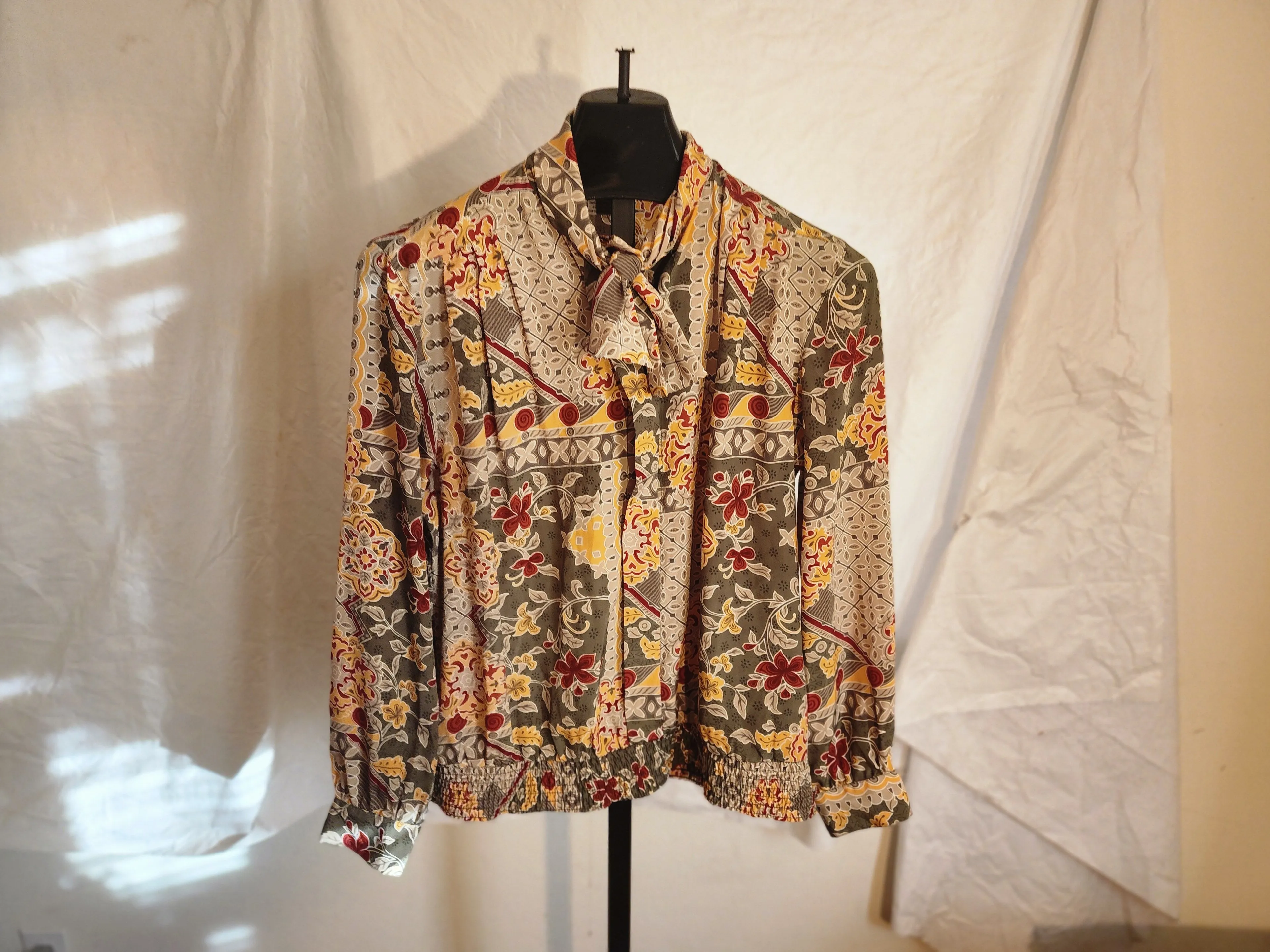Product image for 1990s Alfred Dunner Multi Color Secretary Blouse Long Sleeve