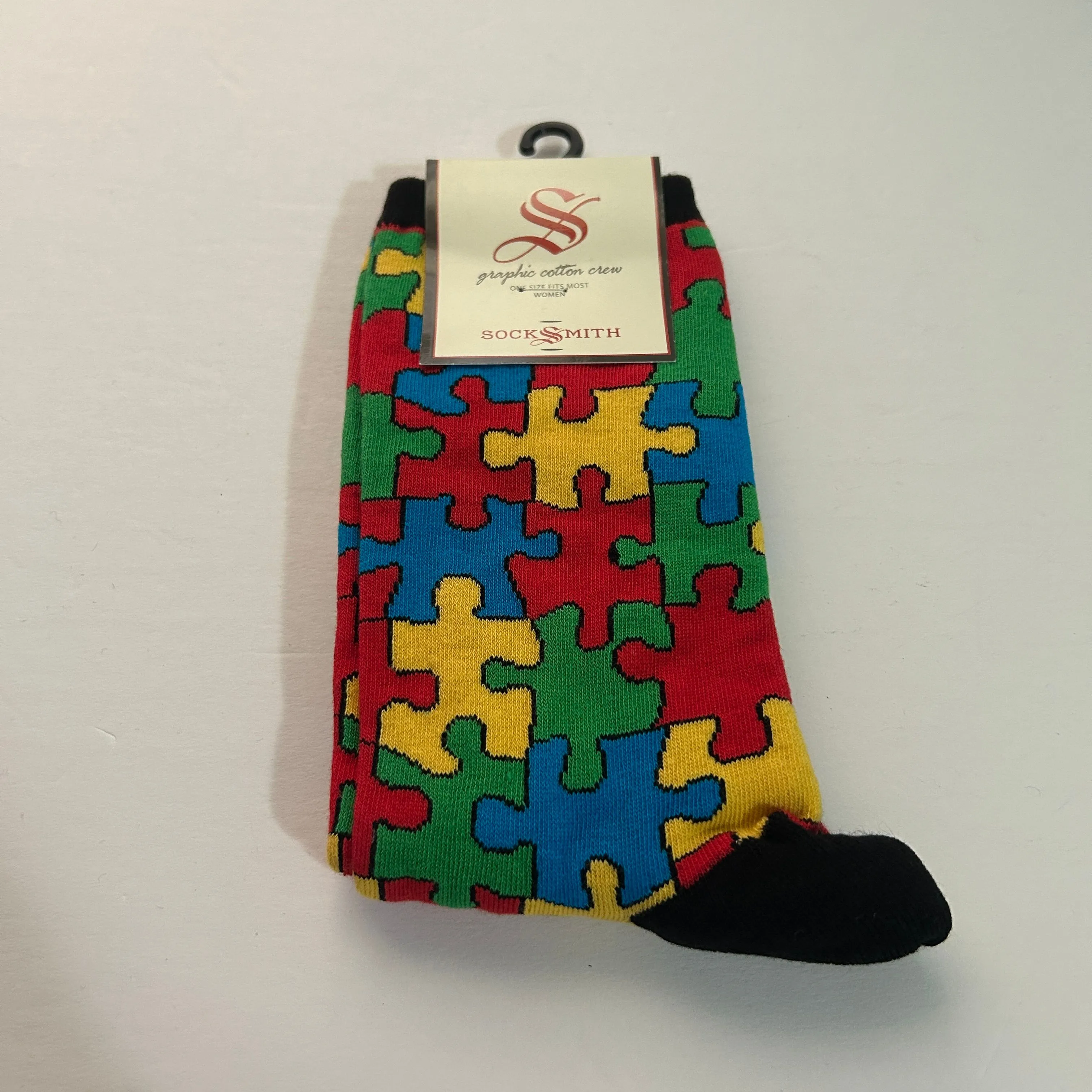 Product image for Socksmith Dress Socks Crew Puzzled Puzzle Piece Autism Awareness Women Size OSFM