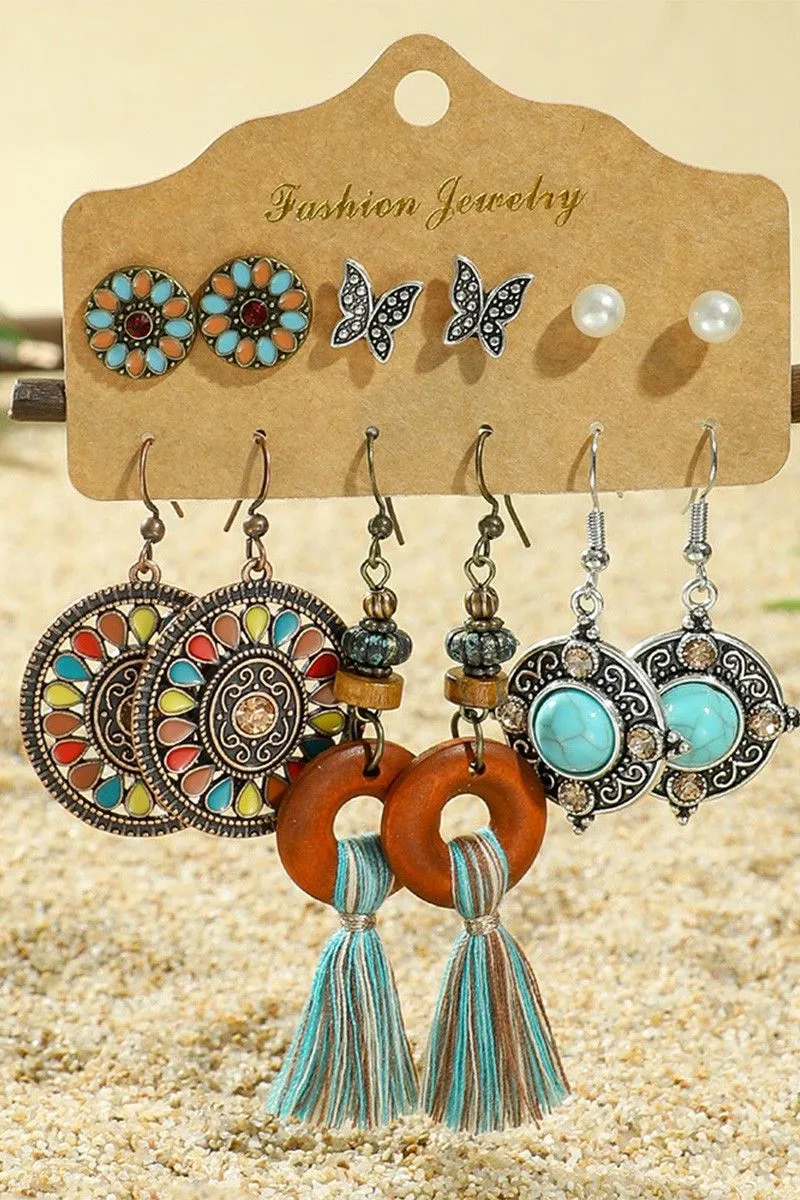 Product image for Boho Tassel Feather Western Earring Set