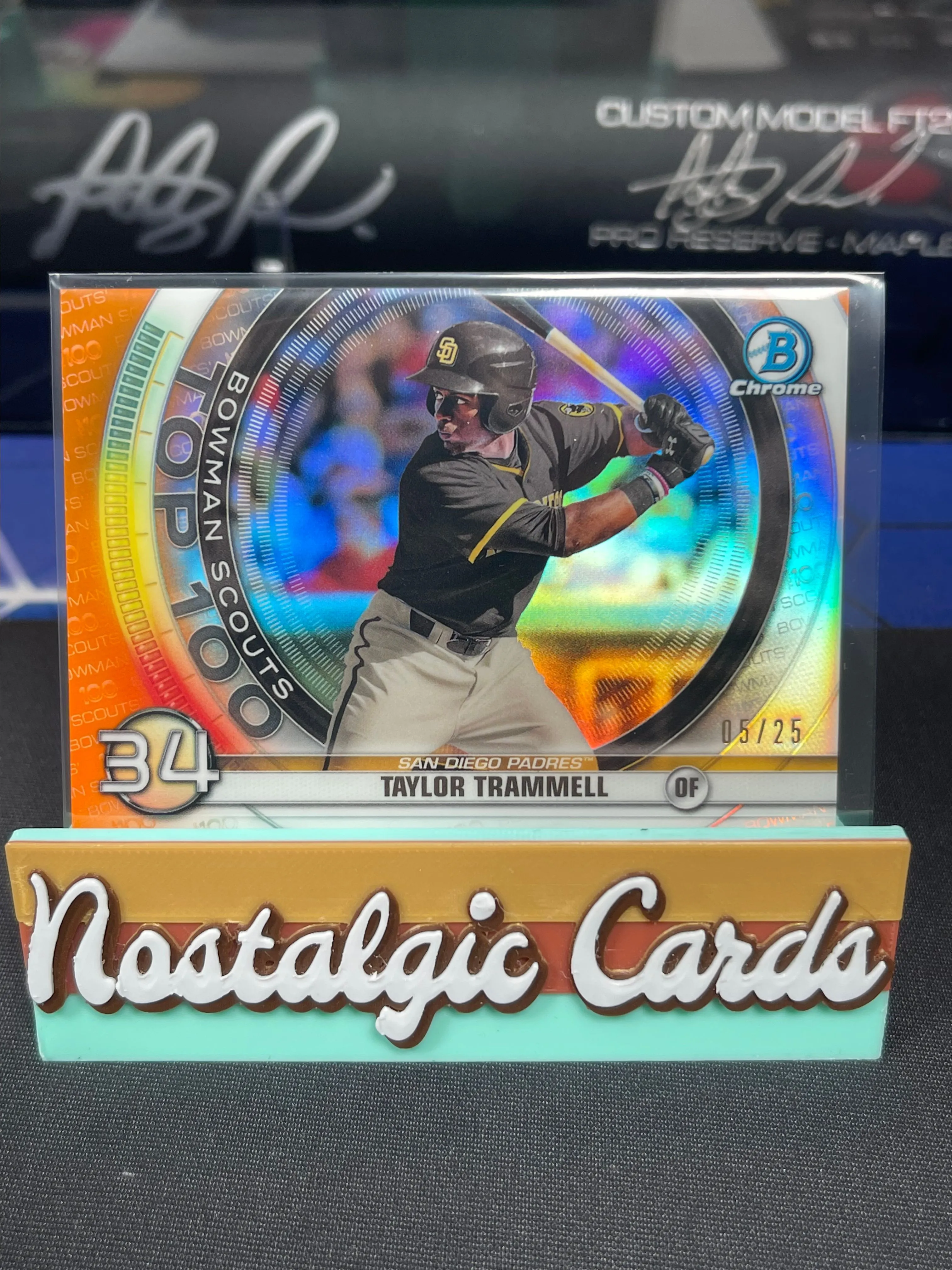 Product image for Taylor Trammell 2020 Bowman Chrome <5/25 Scouts Top 100 Orange Refractor> HOU Astros