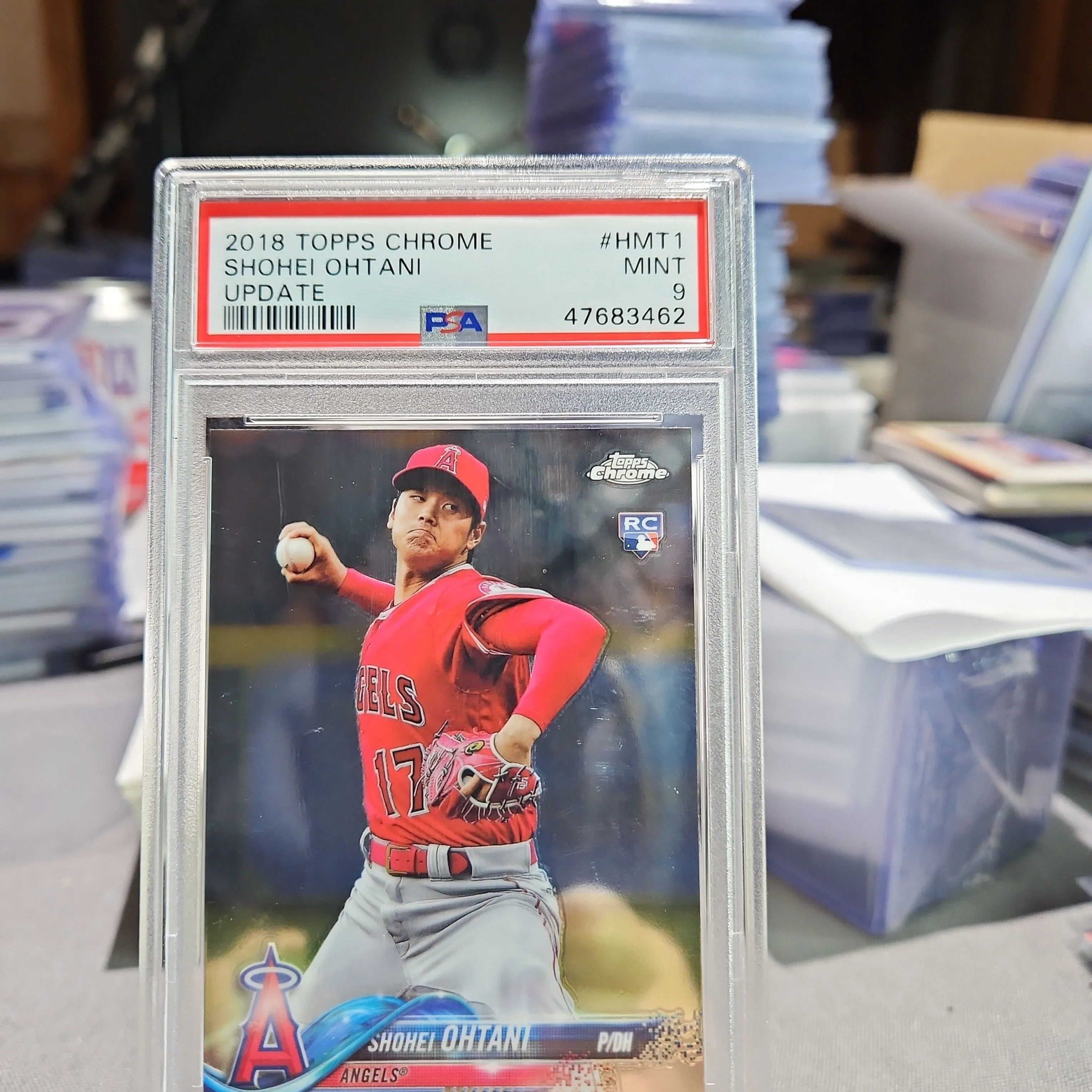 Product image for 2018 Topps Chrome Update Shohei Ohtani HMT1 Update PSA MINT 9