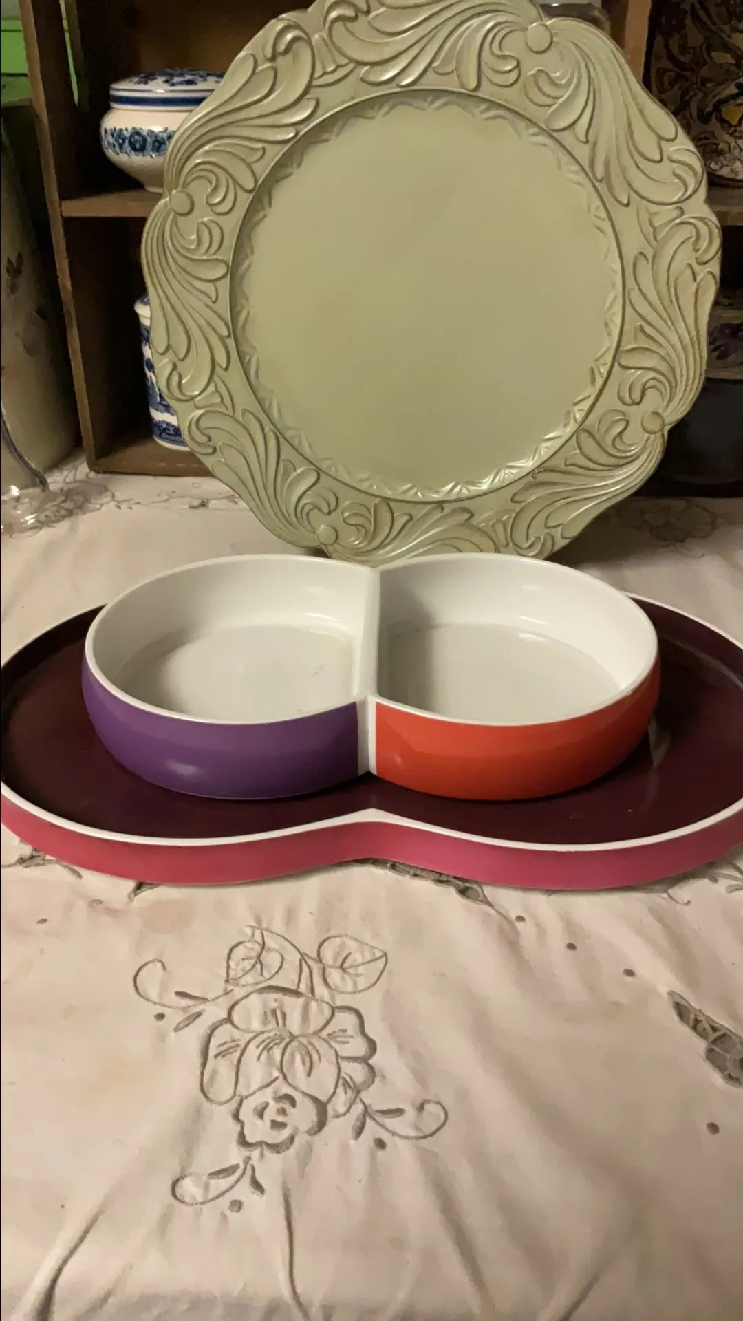 Product image for #35 German Ceramic divided snack dish & tray