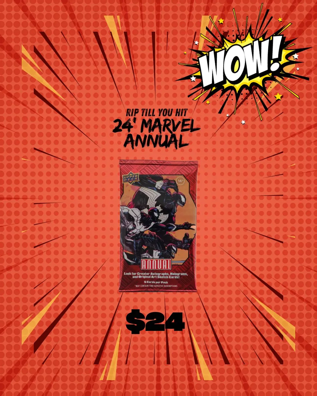Product image for A1. $24 Rip Till You hit 2024 Marvel Annual Hobby (# Card or Better)