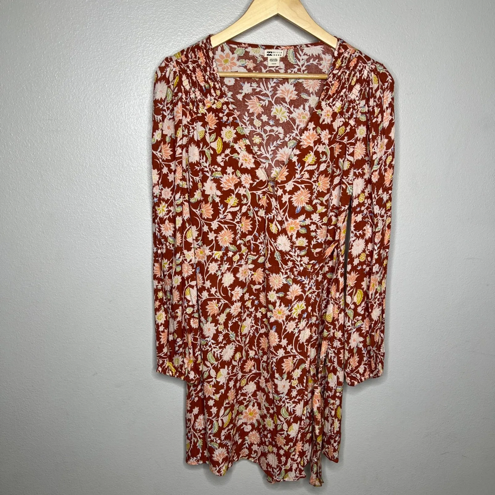high neck floral dress long sleeve Multicolor Floral High Neck Balloon Sleeve Midi Dress main image 0