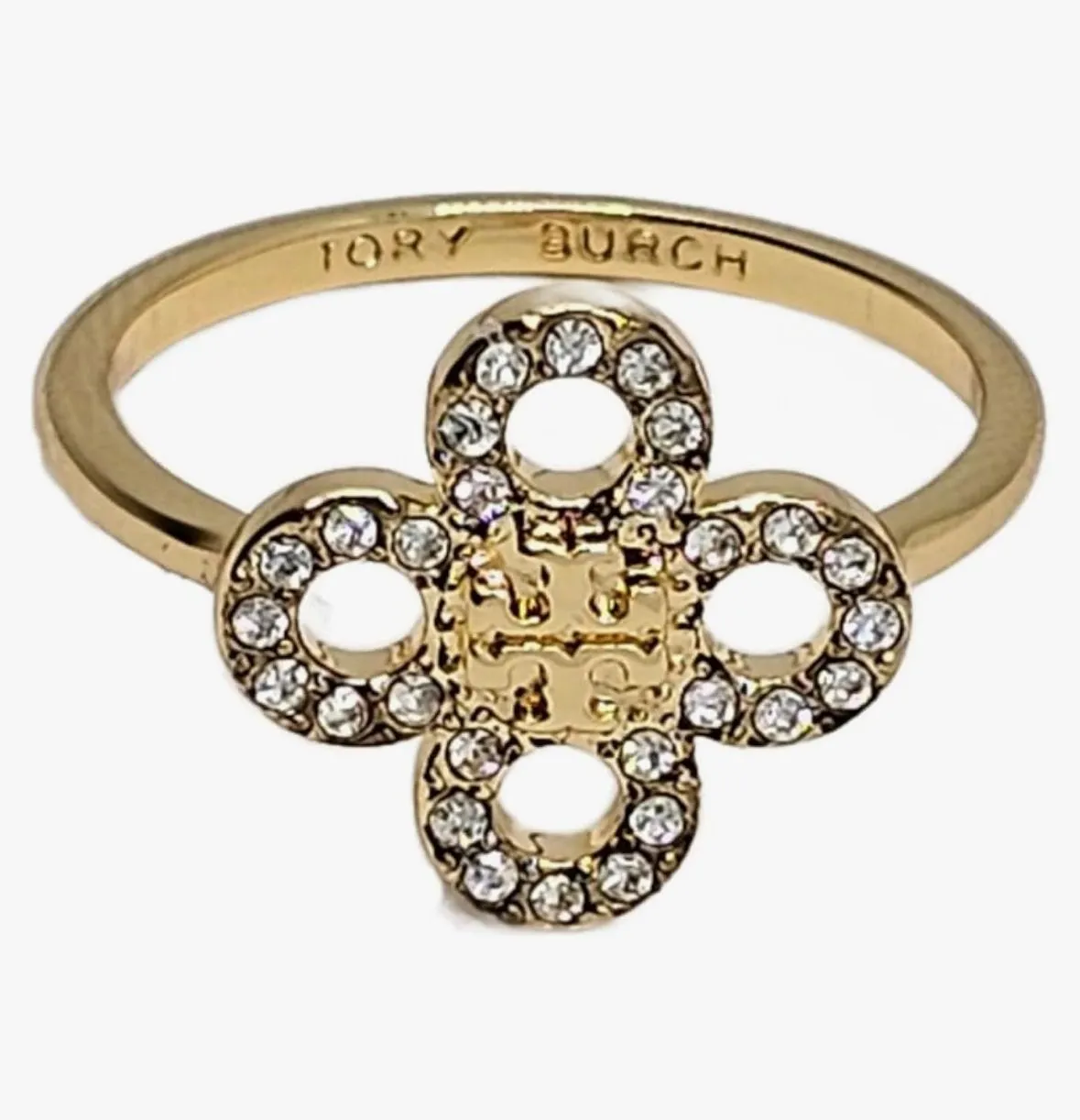 Product image for New Tory Burch Britten Gold/Pave Ring Size 8
