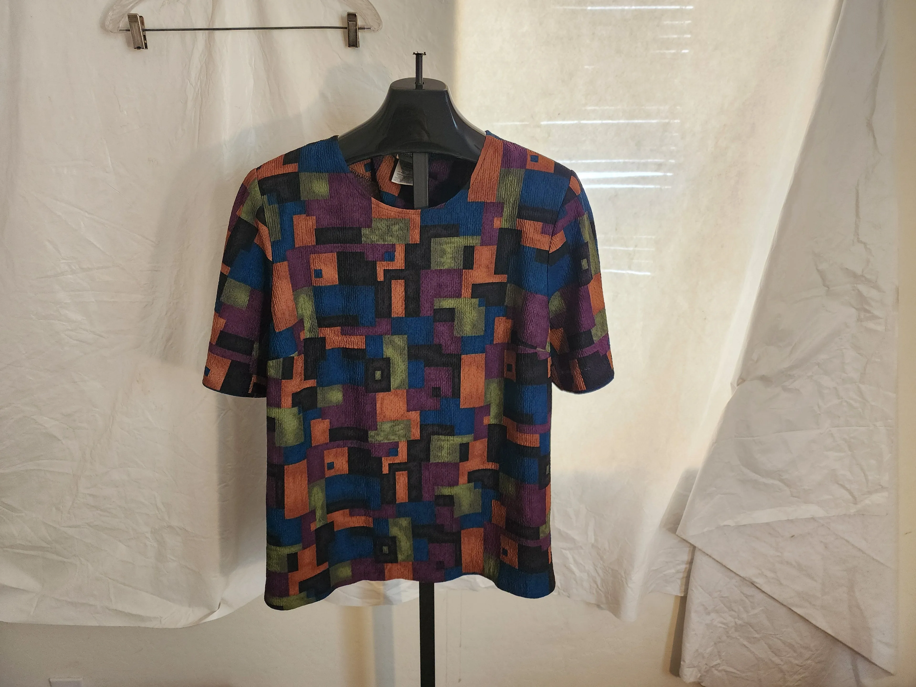 Product image for 1990's Liz Baker Short Sleeve Button Dwon Abstract Pattern