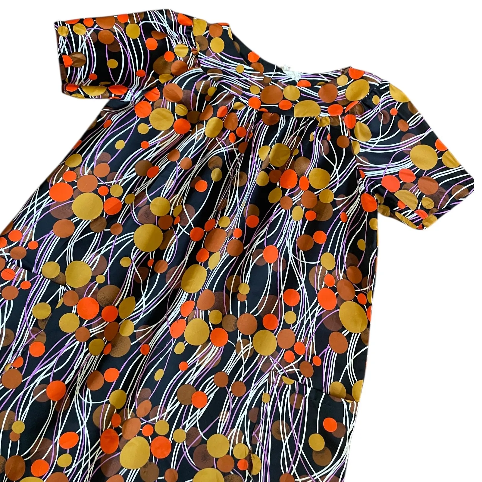 Product image for 1970s Trippy Circles Hawaiian Dress B up to 50" H 56" L 40"