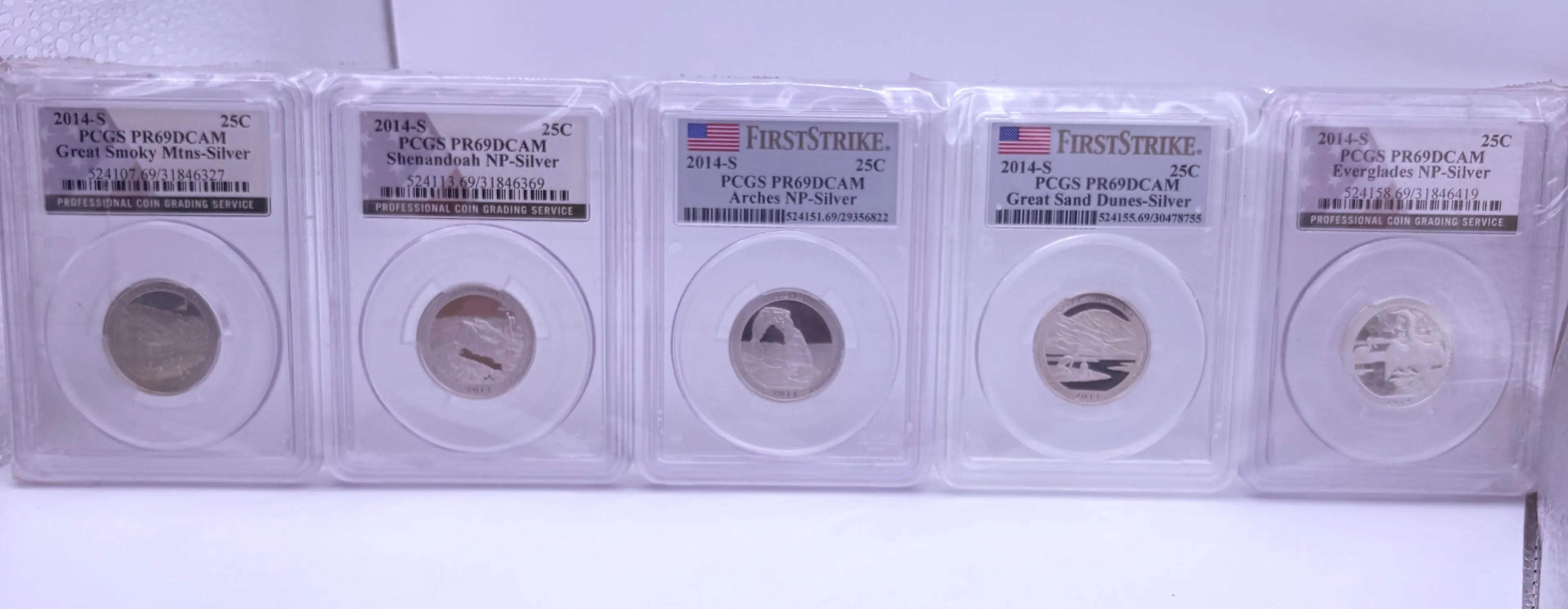 Product image for 2014-S  5 National Park Silver Quarters Set PCGS PR69DCAM