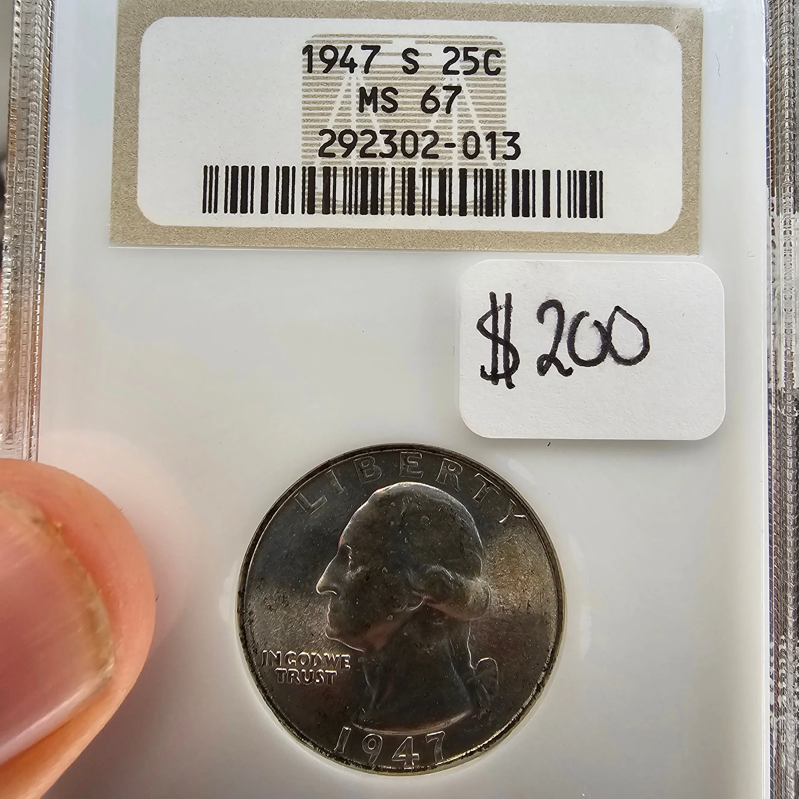 Product image for 1947 7 25c ms67