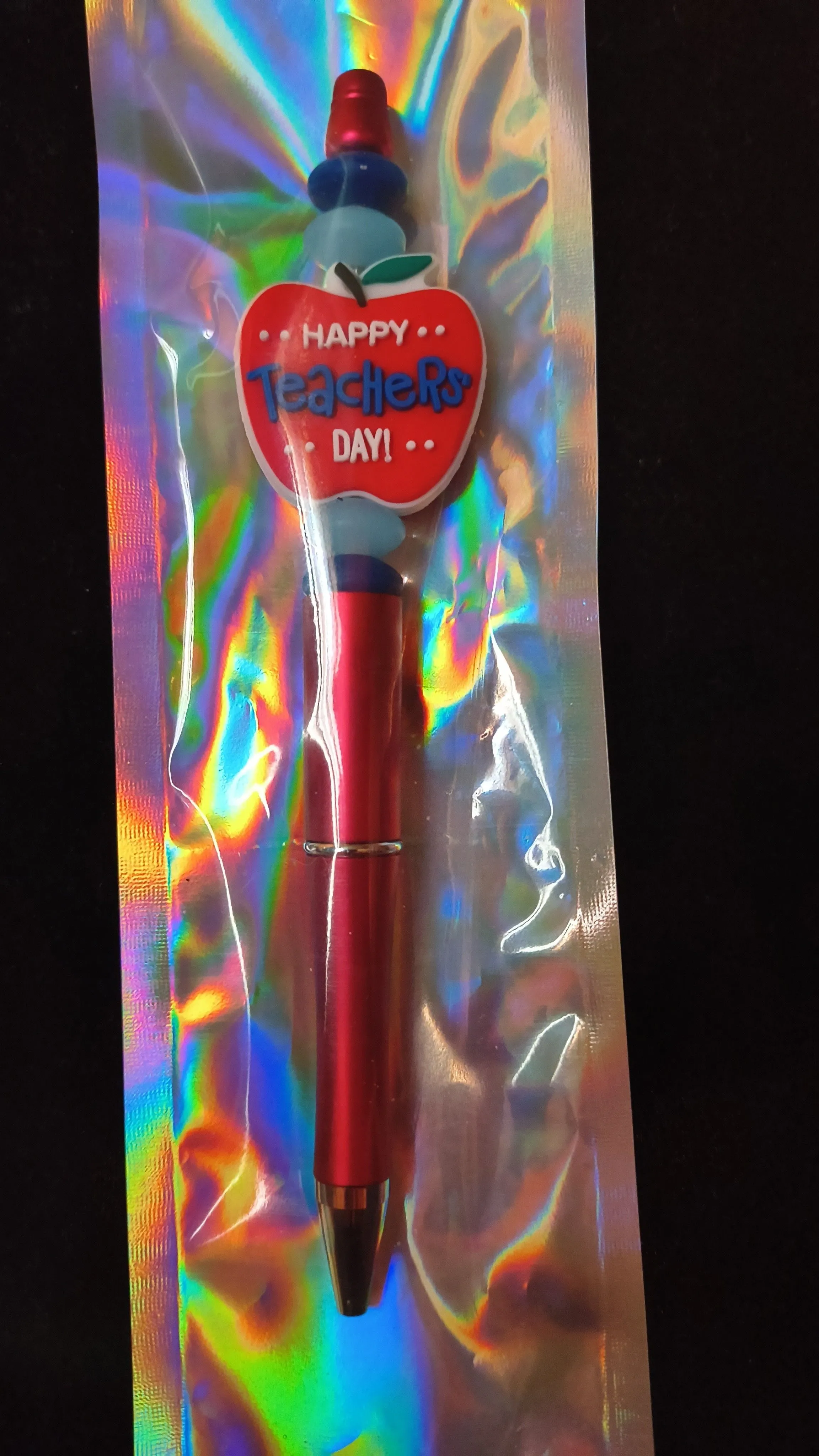 Product image for Beadable Pens - Satin Red "Happy Teachers Day" #99