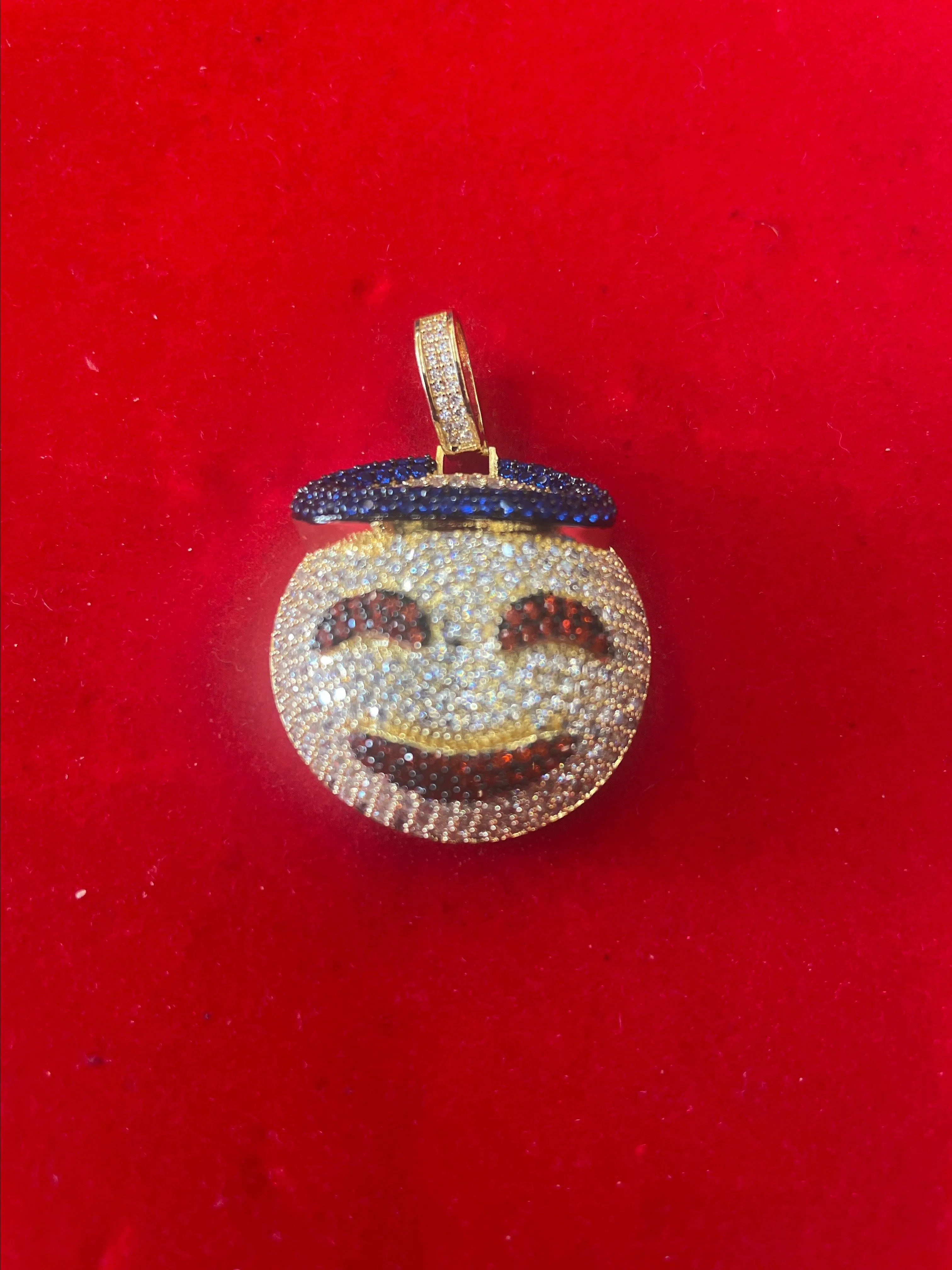 Product image for Smiling Halo Emoji Pendant – Gold Filled with VVSCZ & Angel Vibes