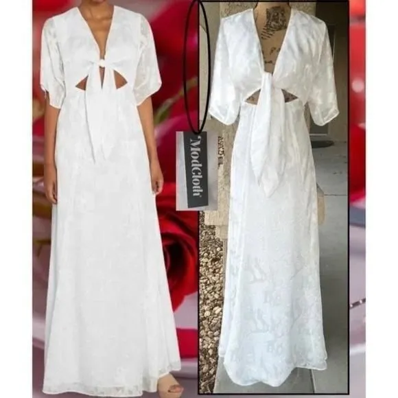 Product image for Hutch Love in the Abstract Maxi Dress - White - size 10