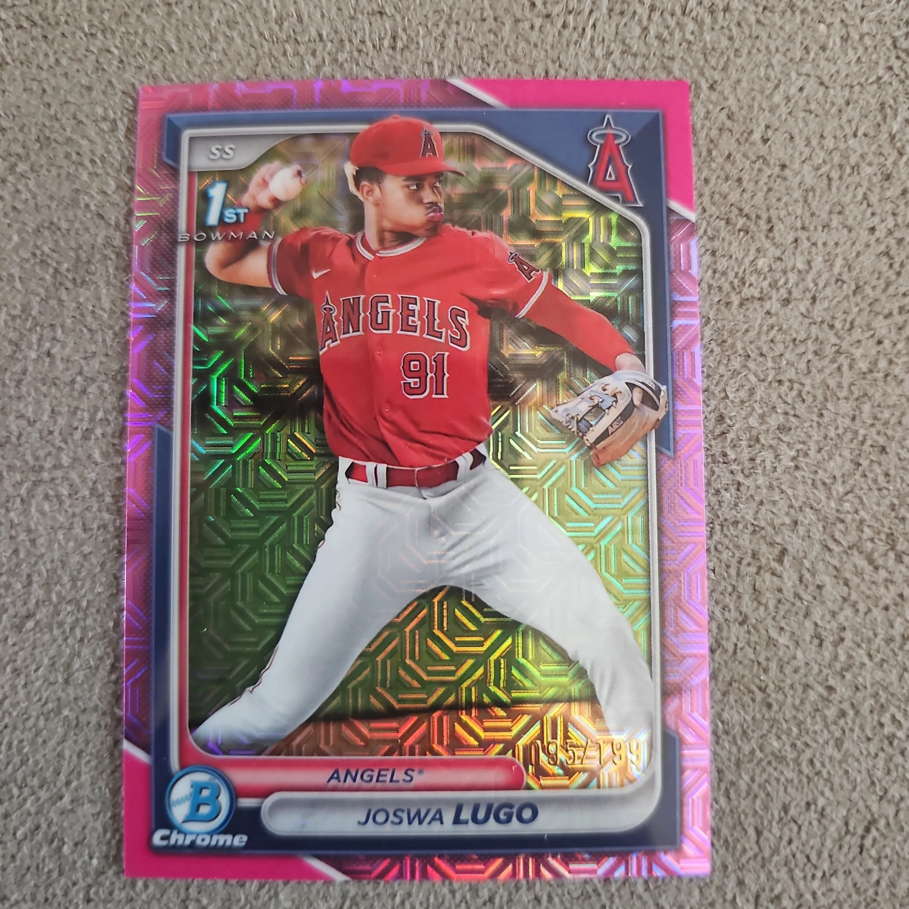 Product image for Joswa Lugo - /199 1st Fuchsia Mega Box 2024 Bowman Chrome - Angels 