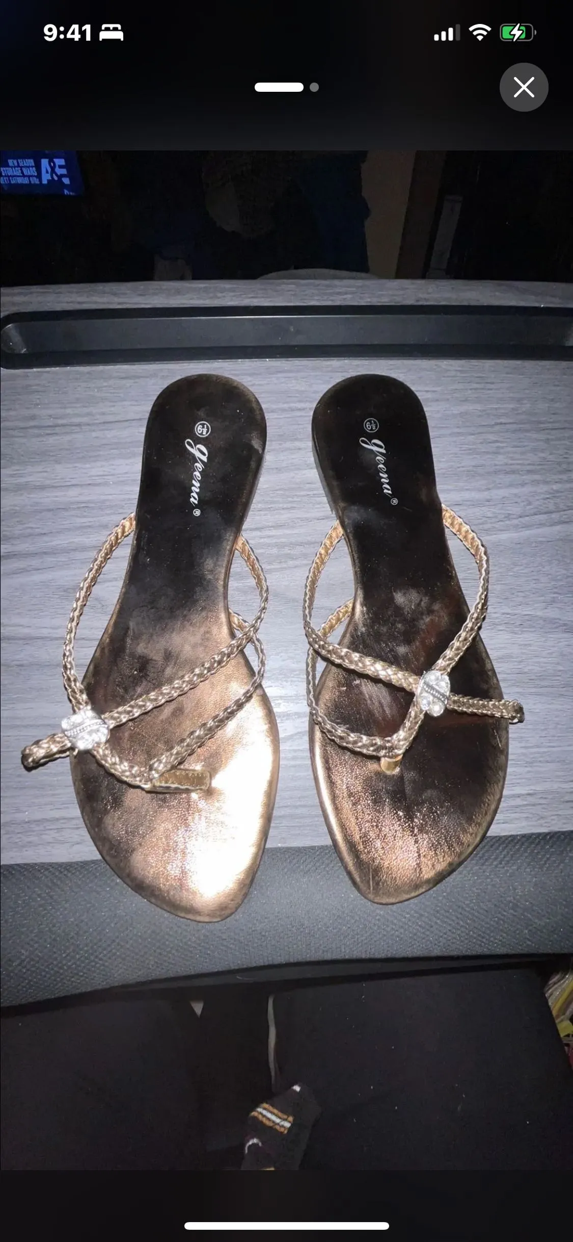 Product image for Geena Bronze Flats- Flip Flops Shoes 8.5