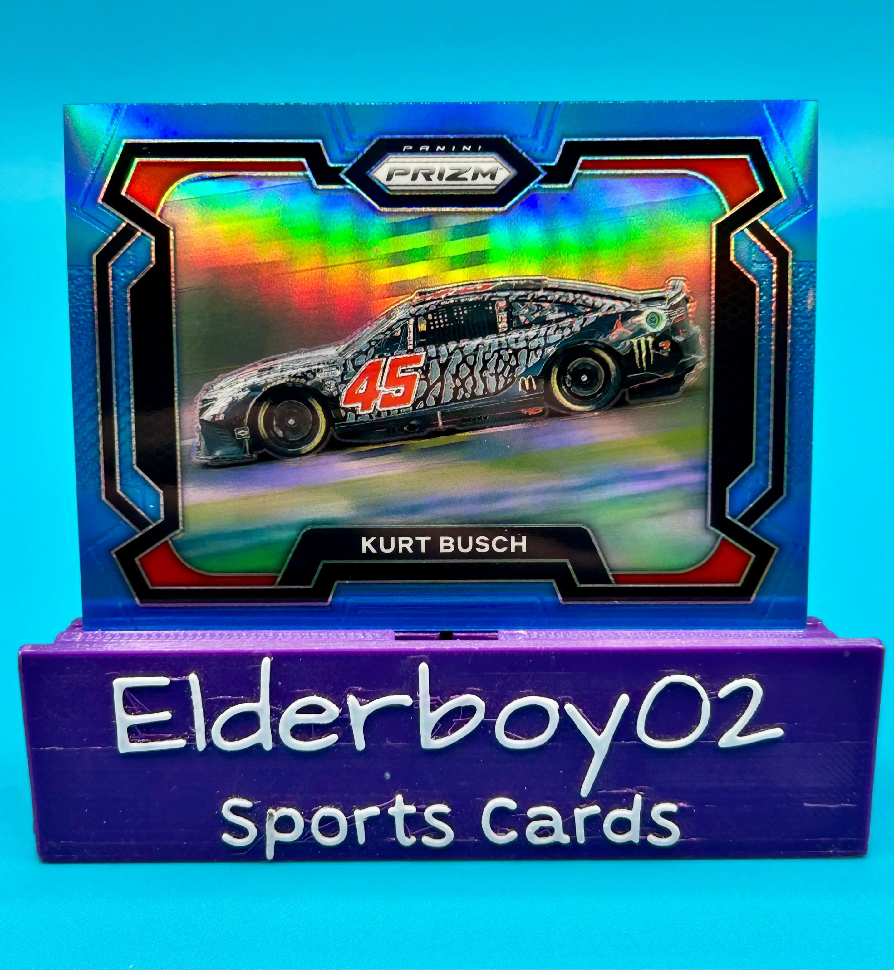 Product image for Kurt Busch 4/49 Car Carolina Blue Prizm 2024 Panini Prizm Racing Nascar