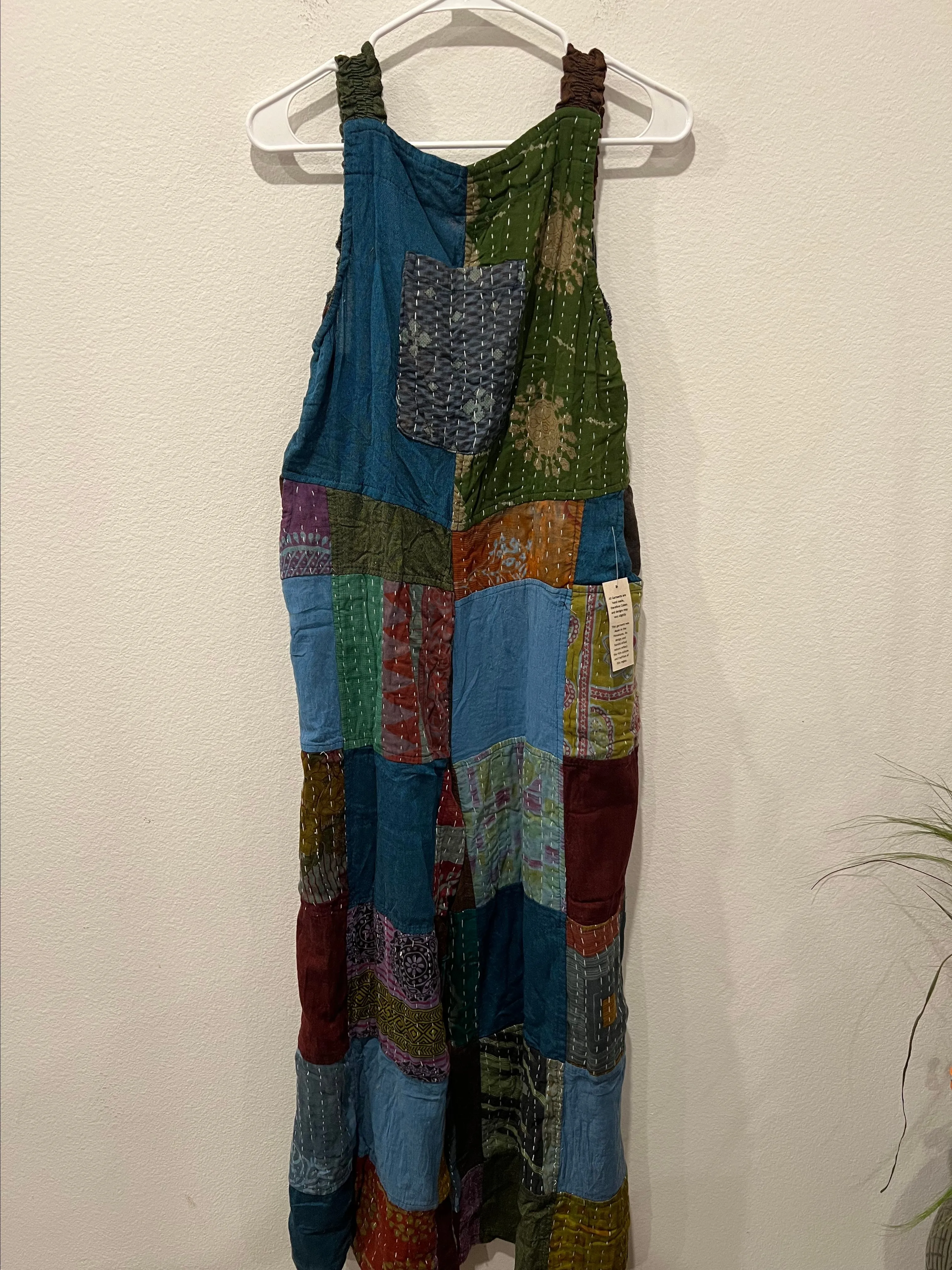Product image for Patchwork Sleeveless Overalls by Kathmandu One Size Fits S-XL