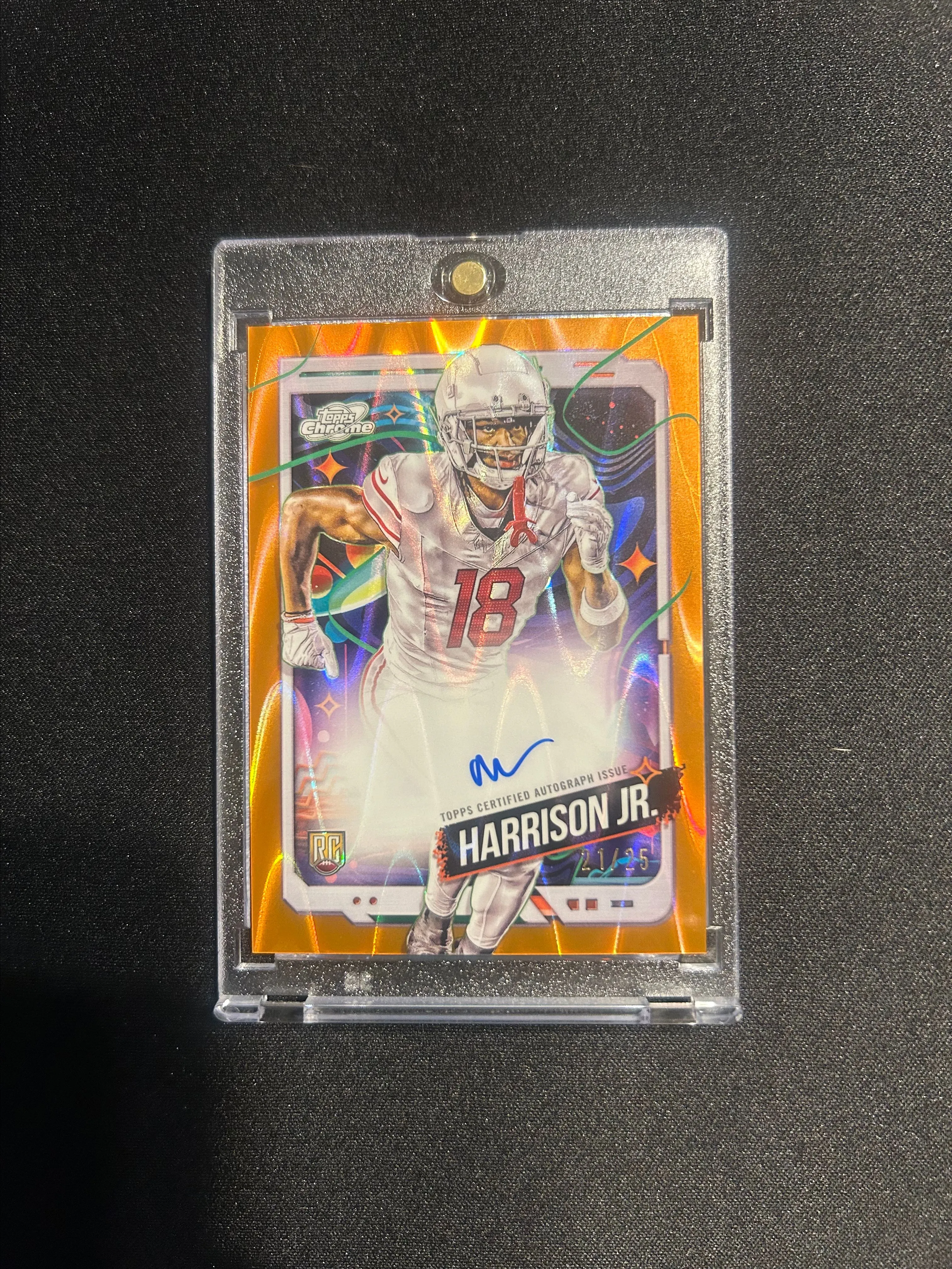 Product image for 2024 Topps chrome Cosmic Marvin Harrison jr Orange Wave Auto RC /25