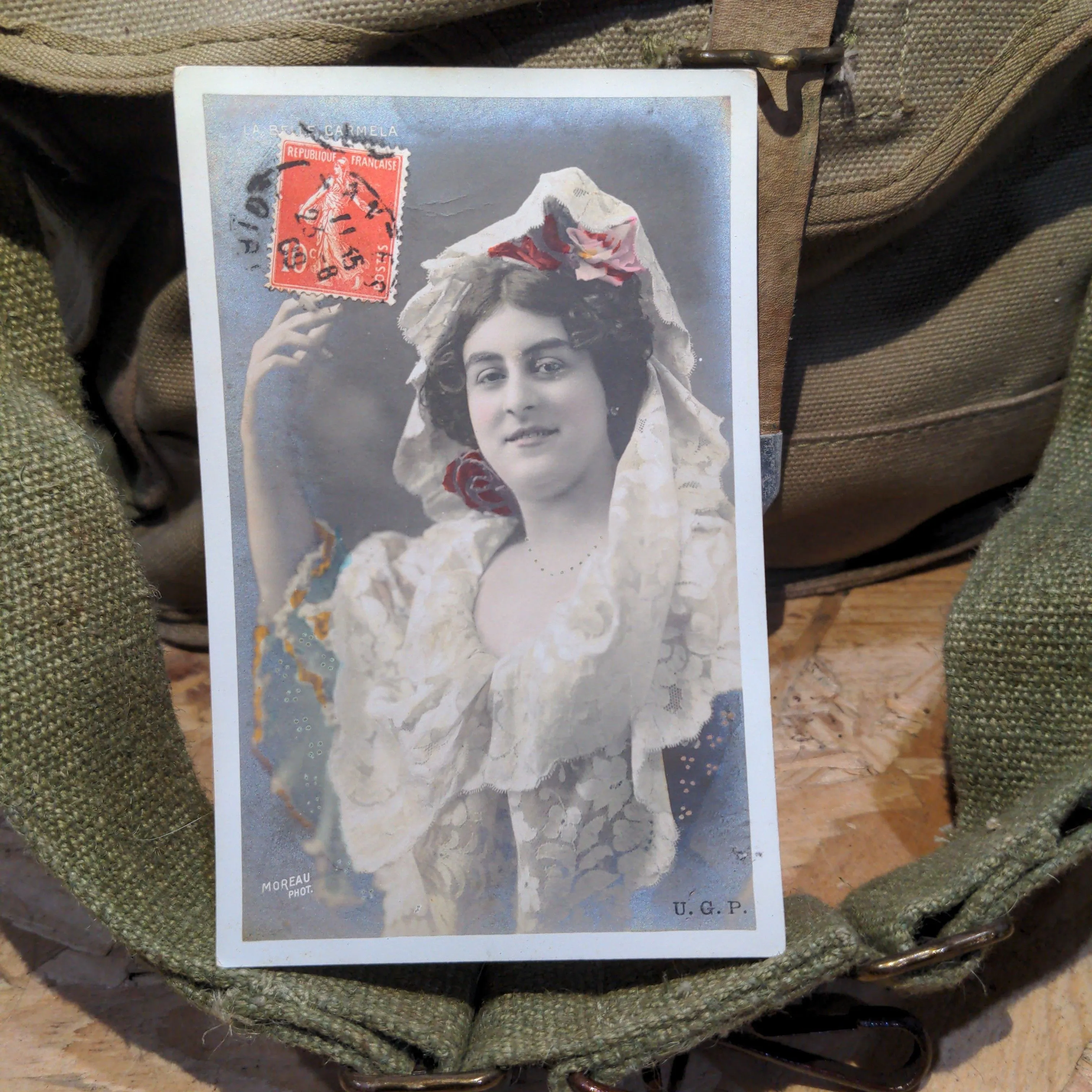 Product image for I have him wrapped around my little finger. early 1900s French picture postcard