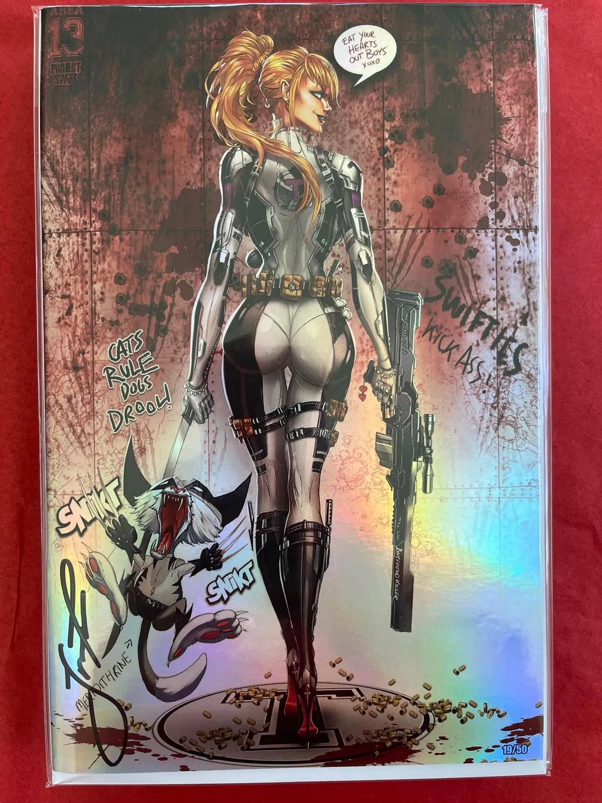 Product image for T-FORCE TAYLOR POOL #2 GREY SUIT Virgin FOIL Signed by Jamie Tyndall