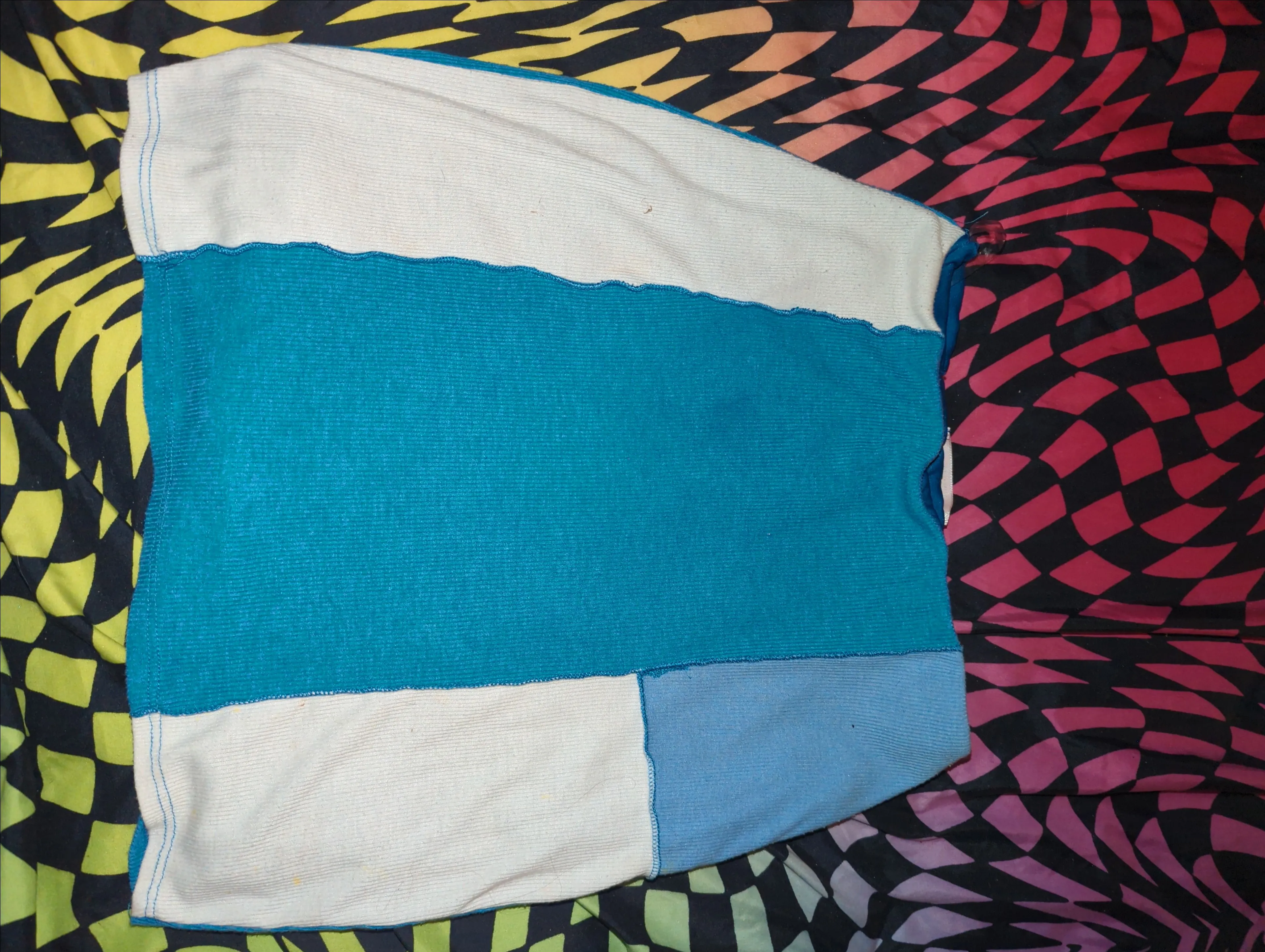 Product image for Y2K ModernColorblock Streetwear Blue/White Double Lined High Waisted Mini Pencil Skirt