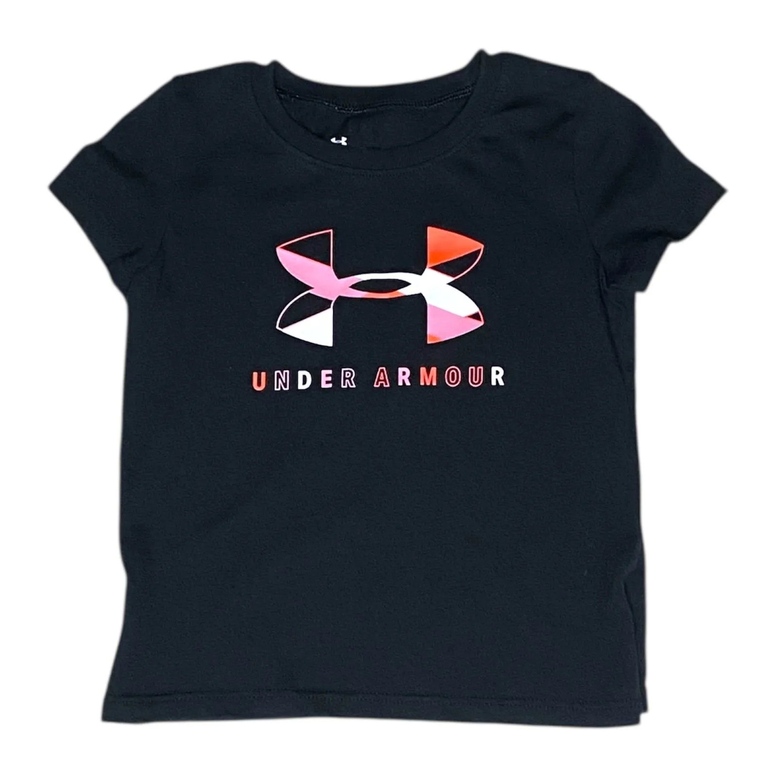 Product image for Under Armour Black Pink Graphic Logo Short Sleeve Shirt Size 3T