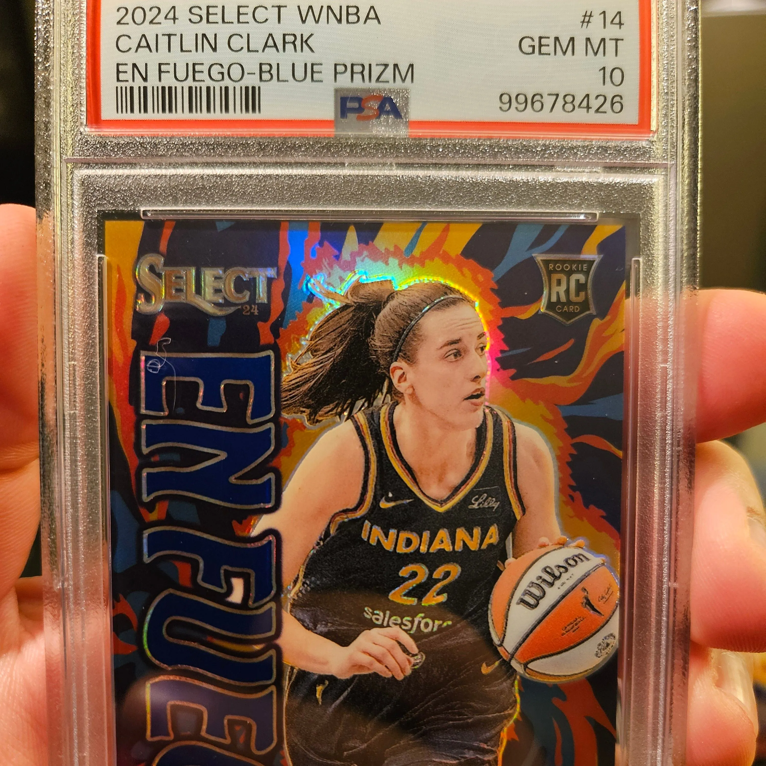 Product image for PSA 10 2024 Select Caitlin Clark EN FUEGO BLUE PRIZM ROOKIE /49🔥POP 2🔥RC SSP🔥