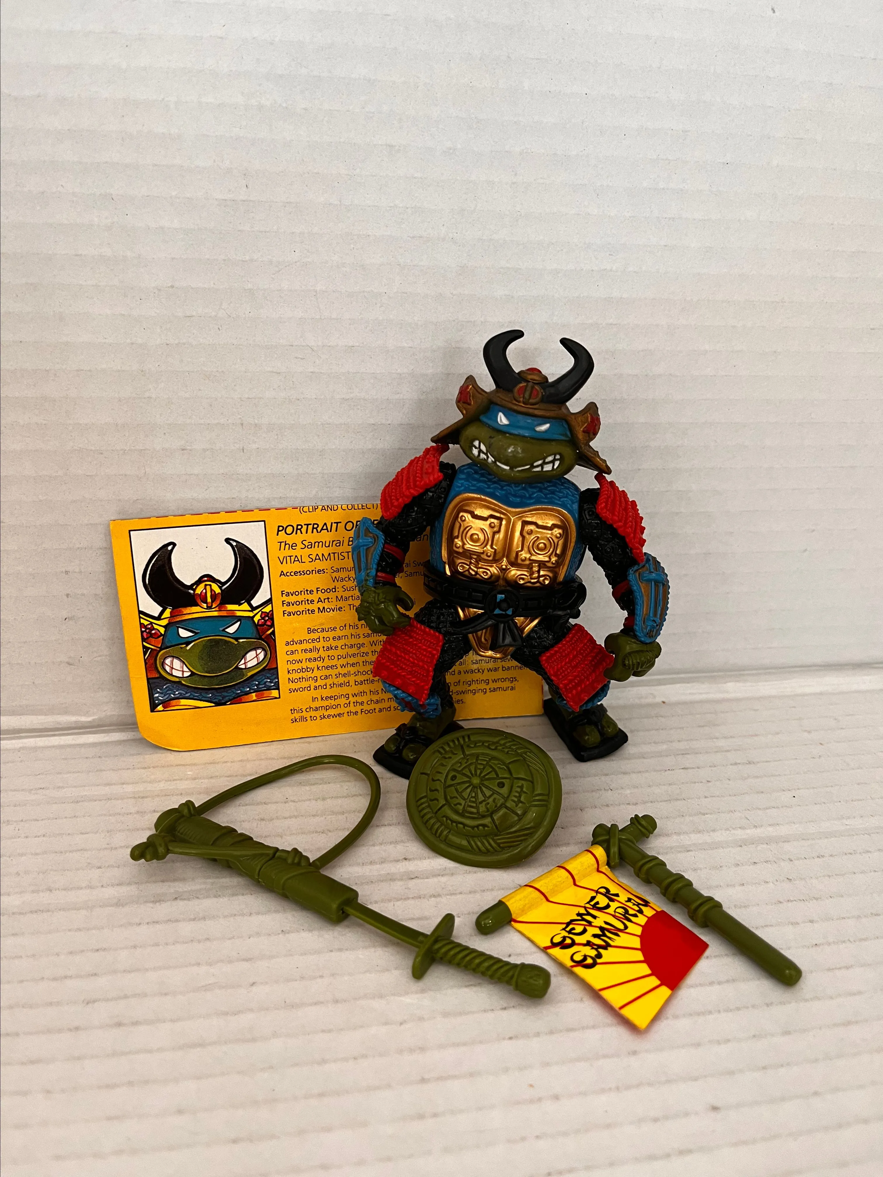 Product image for Sewer Samurai Leo Complete - Vintage 1990 TMNT With Card
