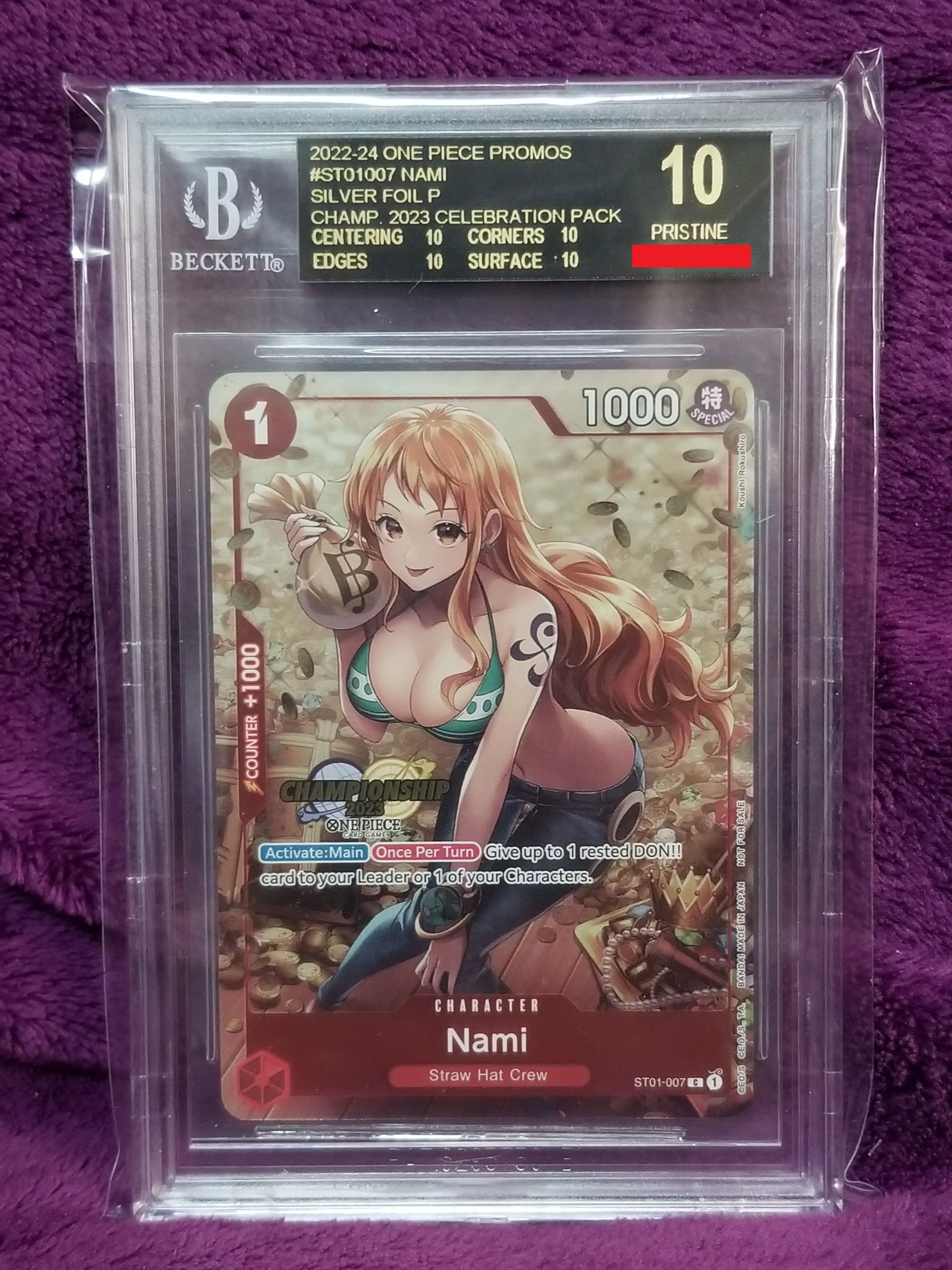 Product image for BGS 10 Black Label Nami Championship Promo ST01-007 Celebration One Piece Card