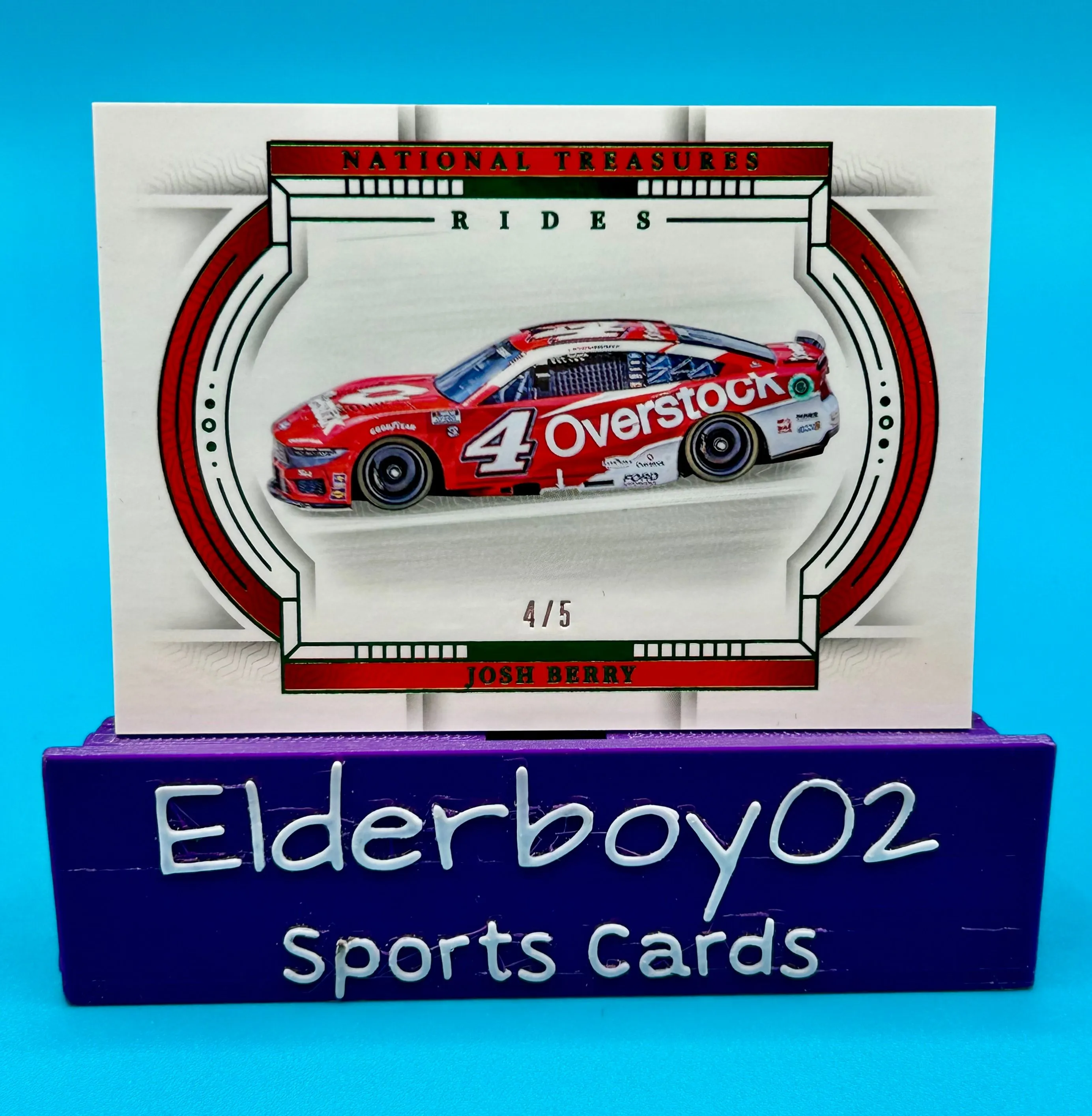 Product image for Josh Berry 4/5 Rides DOOR Green 2024 Panini National Treasures Racing Nascar