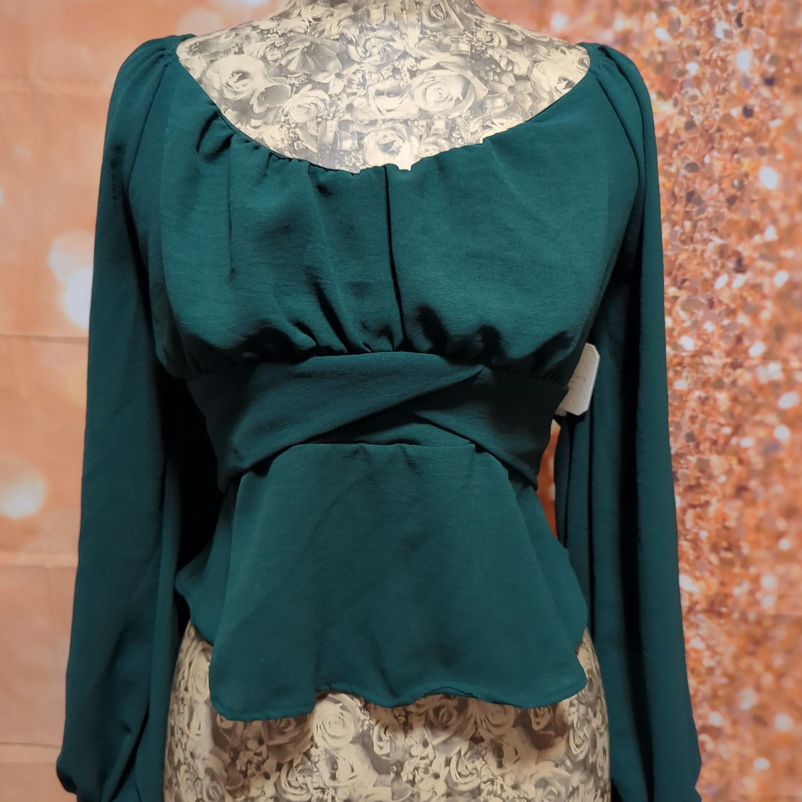 Product image for Altar'd State Emerald long sleeve tie blouse