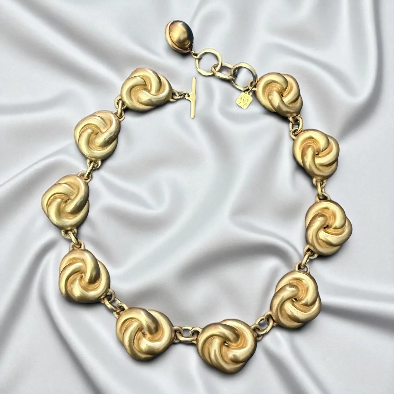 Product image for 1980s Anne Klein Chunky Gold Necklace, Toggle Clasp, Signed