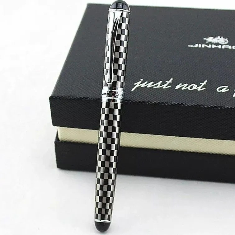 Product image for New Black and silver checkered rollerball pen
