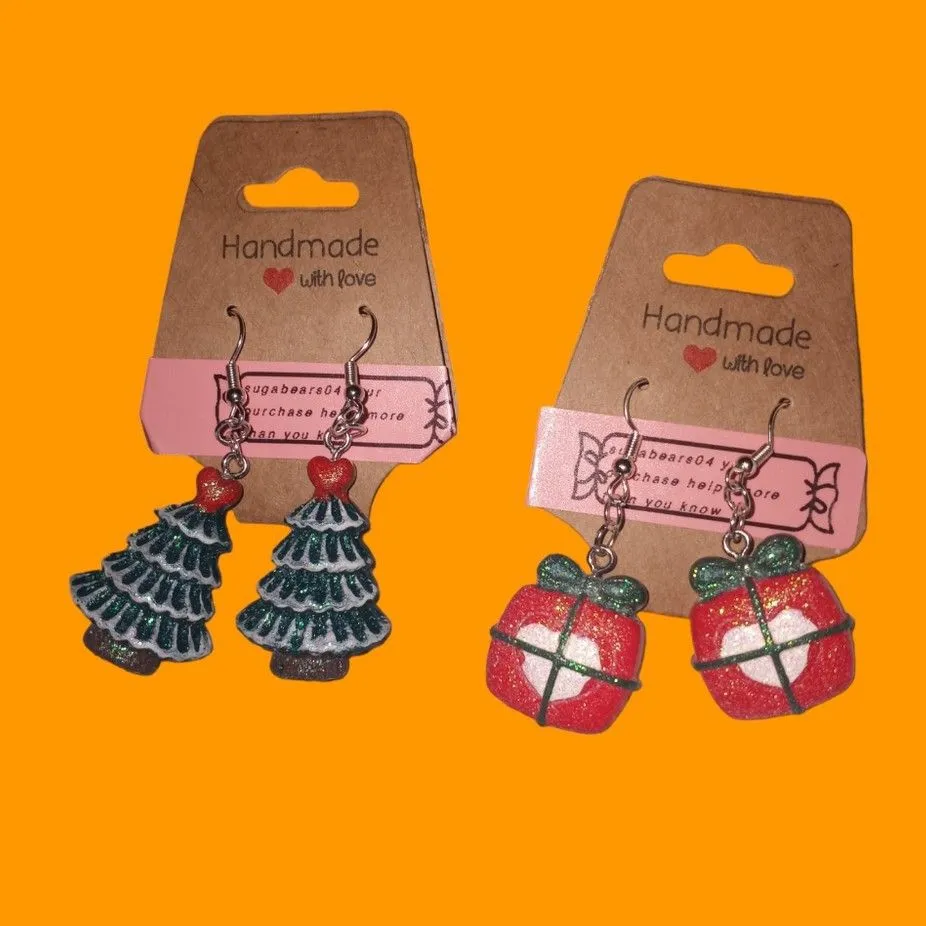 Product image for 2pk Christmas holiday hook dangle earrings