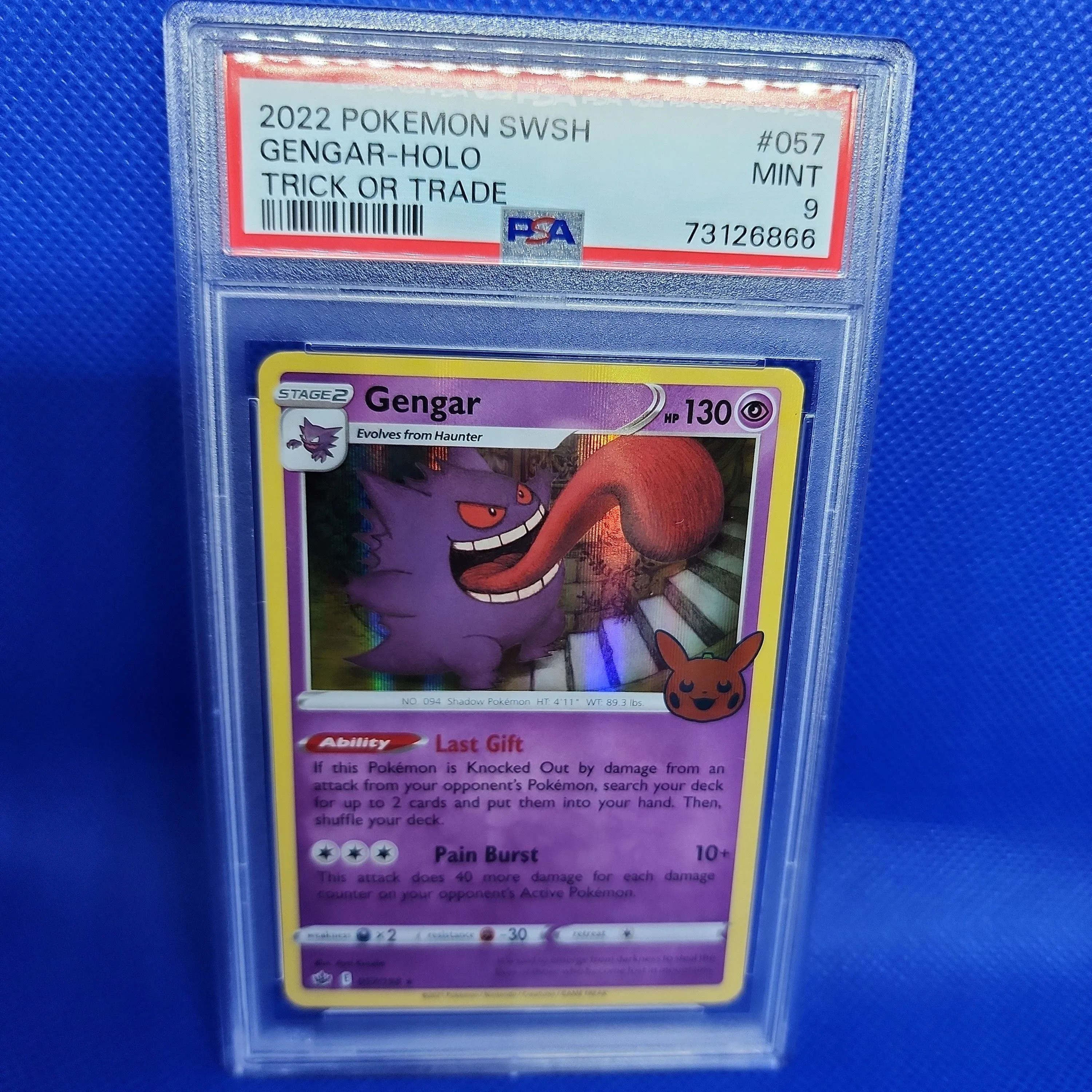 Product image for 2021 Pokemon Sword & Shield Chilling Reign Gengar-Holo Trick Or Trade PSA MINT 9