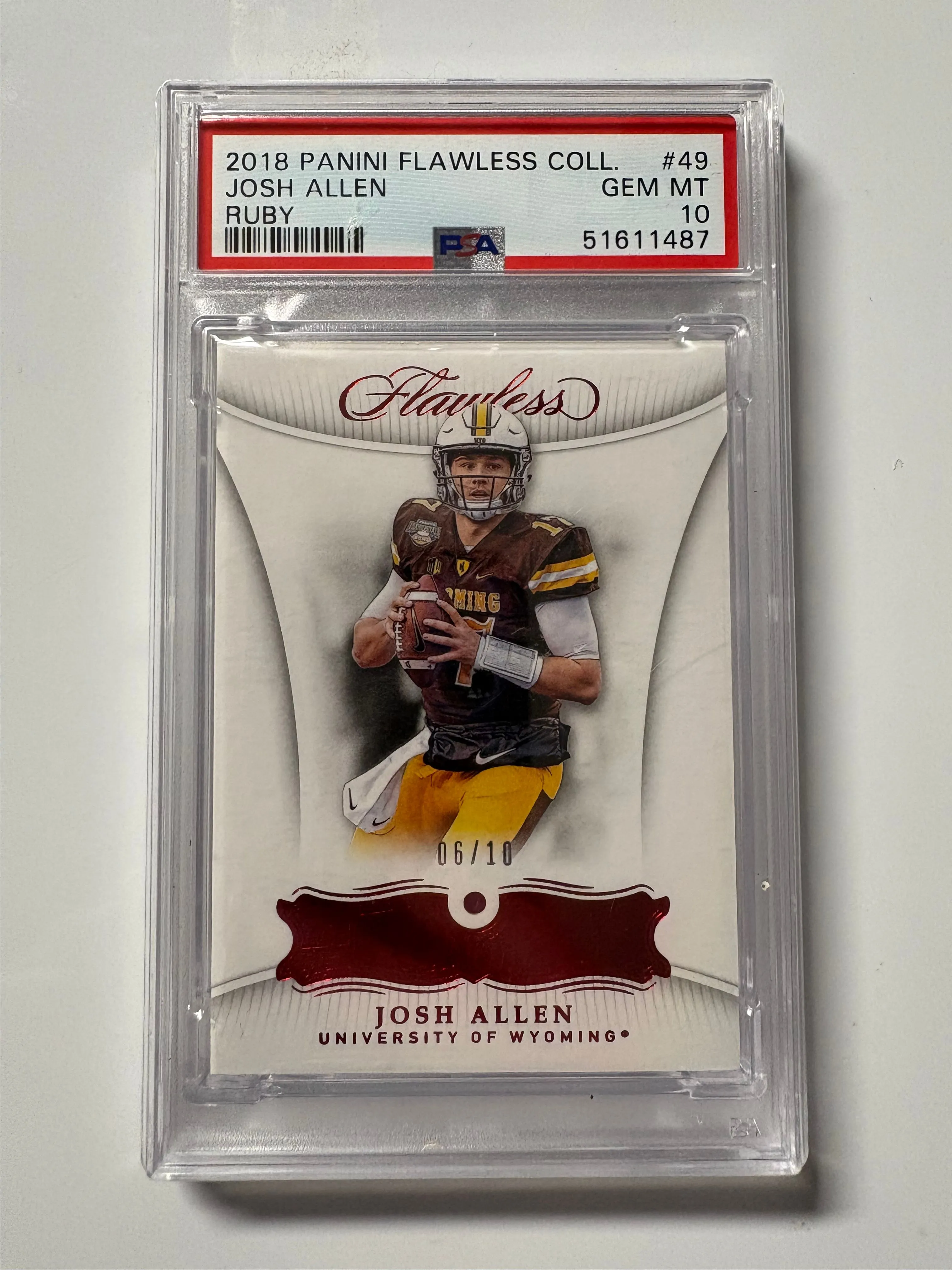 Product image for 2018 Panini Flawless Collegiate #49 Josh Allen- RC- PSA 10