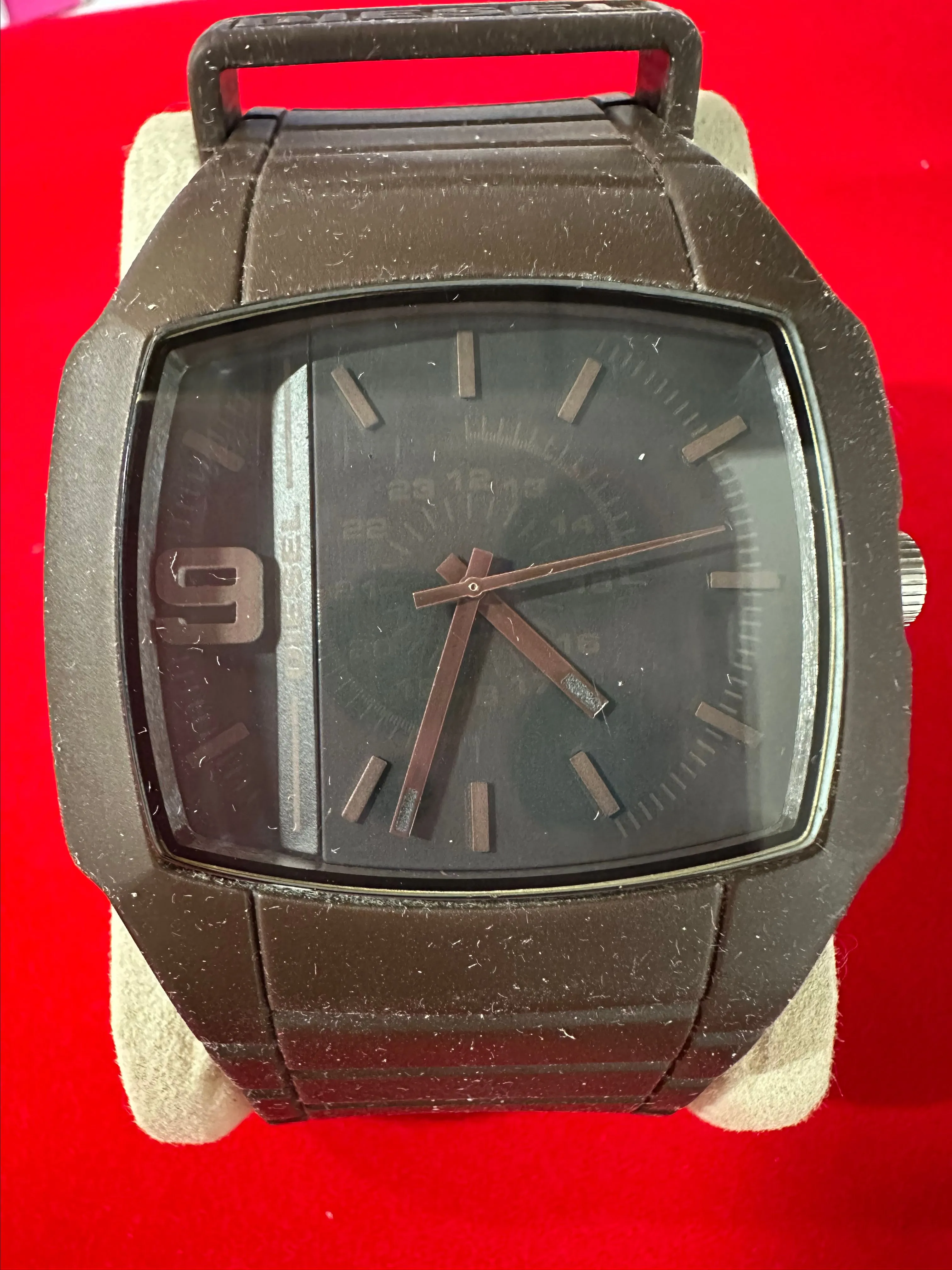 Product image for Men’s Diesel tv dial brown with black dial and brown silicone band watch