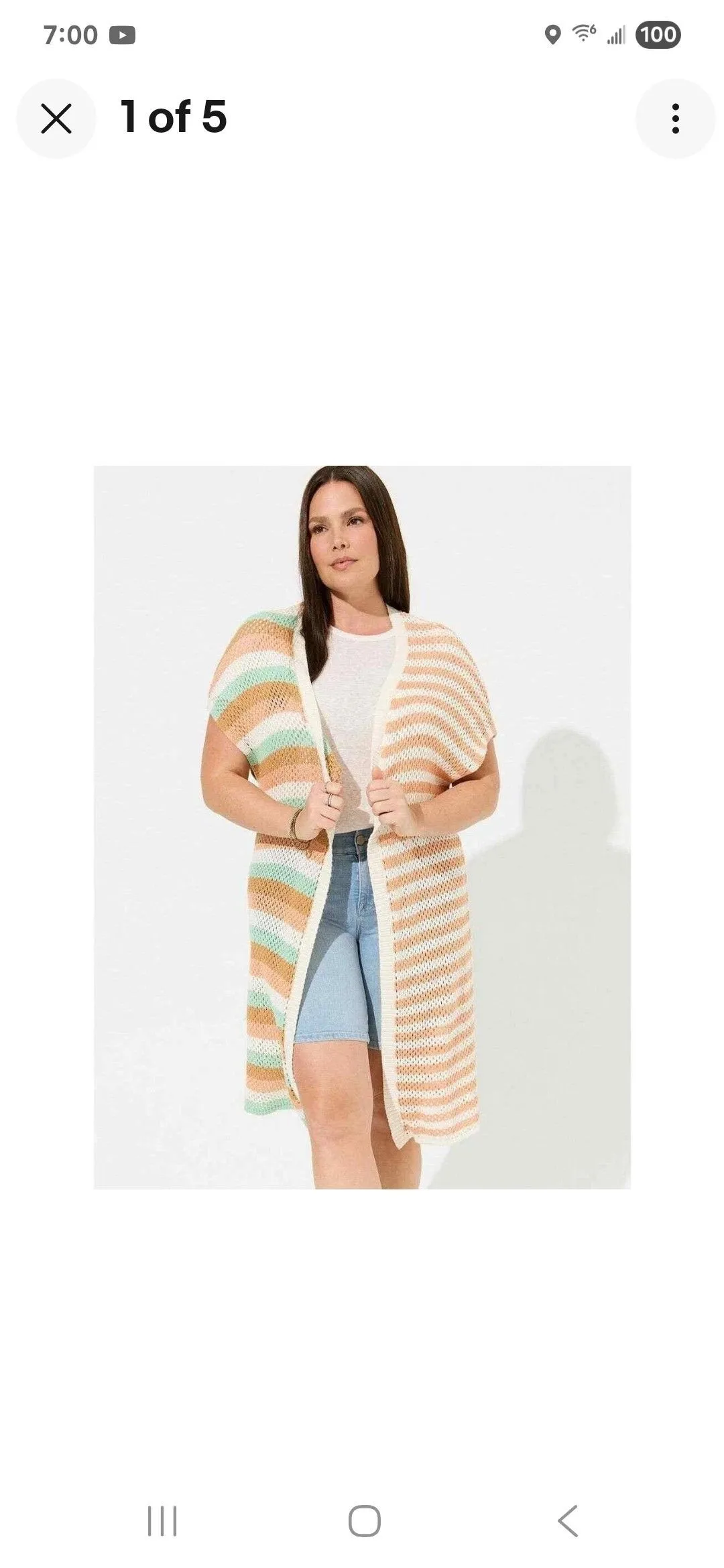 Product image for 037. Size 3/4 NWT Torrid Duster Vest Sweater Cardigan Open Front Multi Stripe