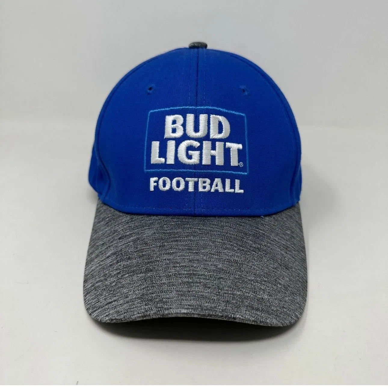 Product image for Bud Light Football Hat Adult Snapback Blue Gray Solid Beer Cap Cotton Adjustable