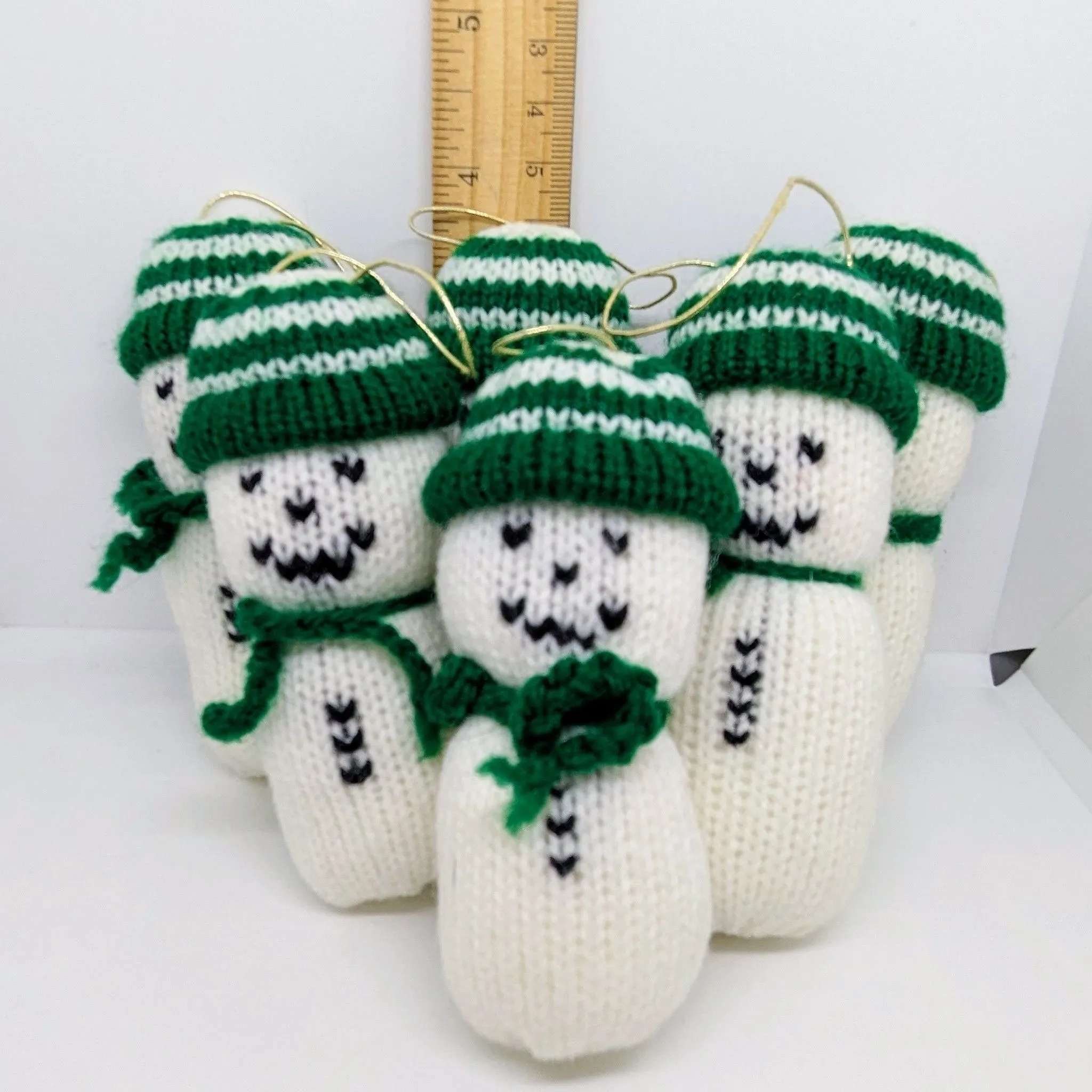 Product image for X105 Set of 6 Handknit Snowman Christmas Ornaments