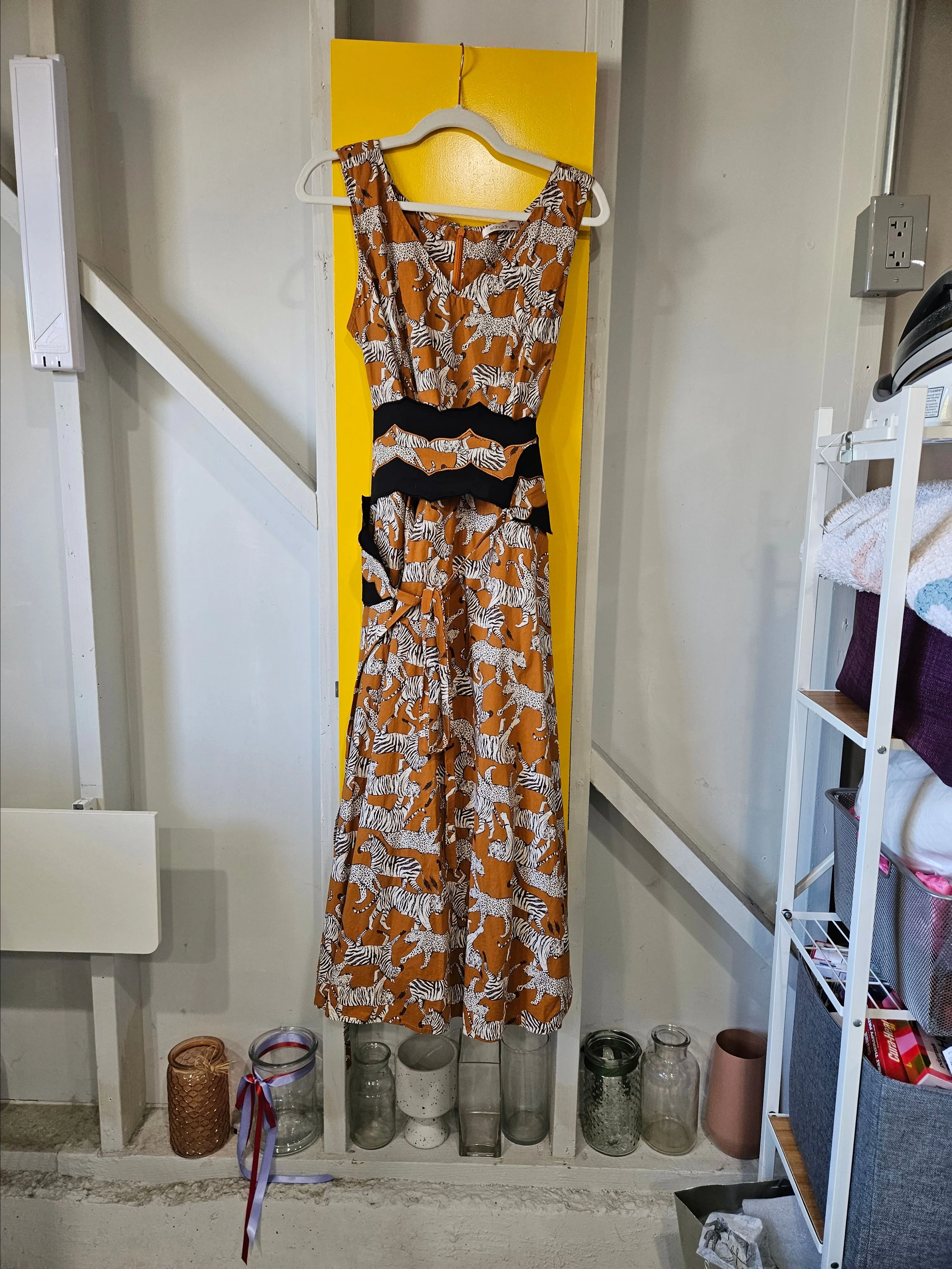Product image for Zebra, Tiger, Leopard Print Plus Size Retro Dress with Obi Style Belt Included - POCKETS!