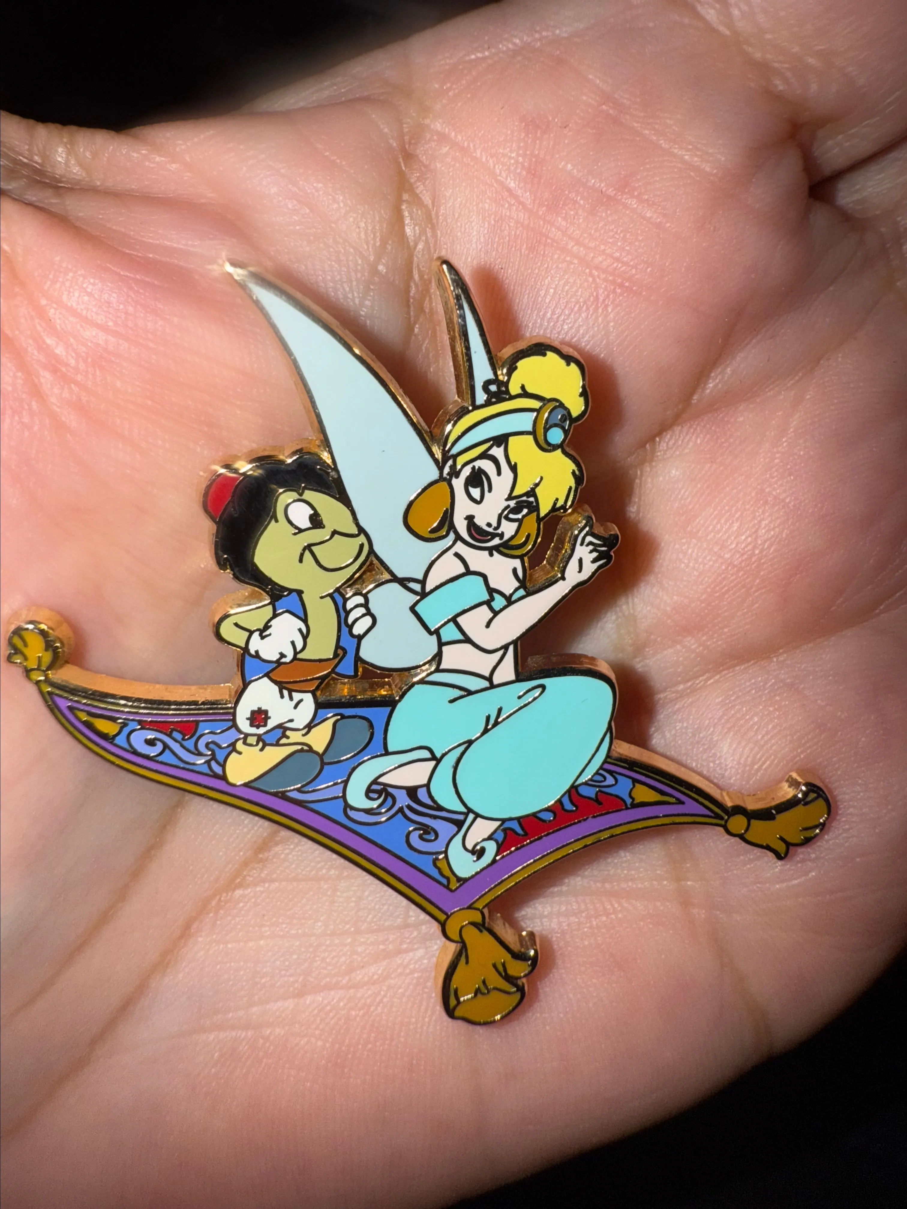 Product image for Jiminy Cricket & Tinker Bell as Aladdin & Jasmine Halloween Dress-Up Series Pin