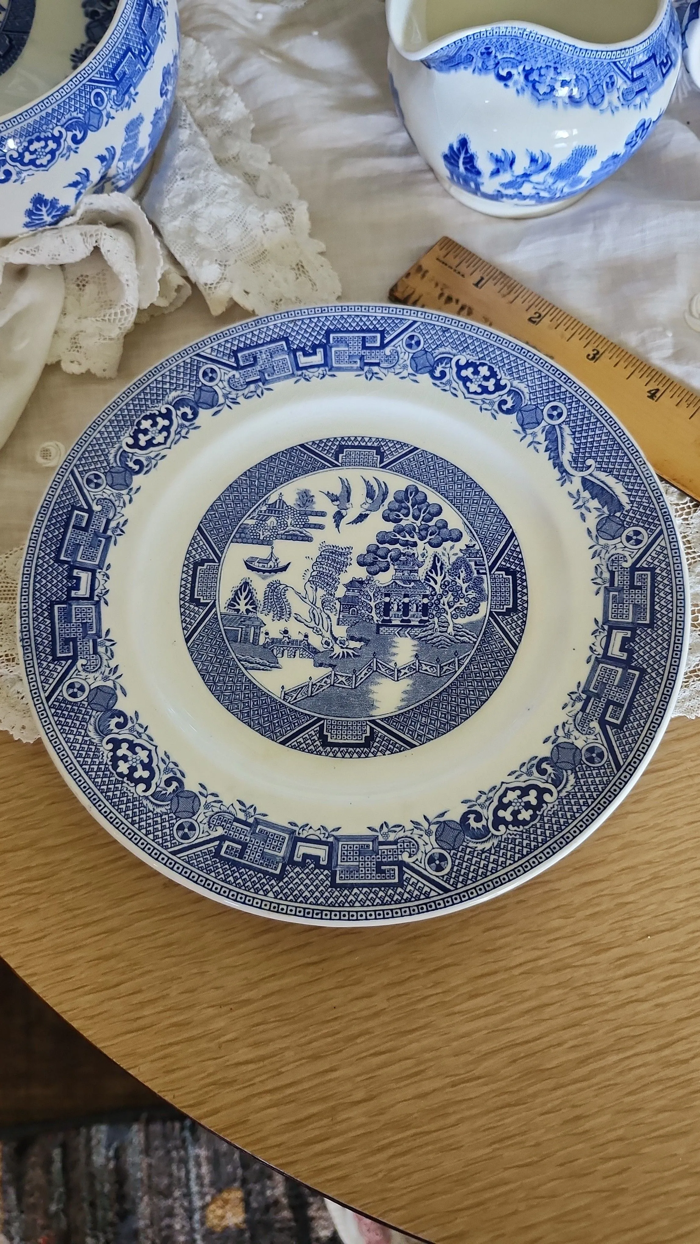 Product image for willow by north staffordshire pottery England pagota blue 8 in plate