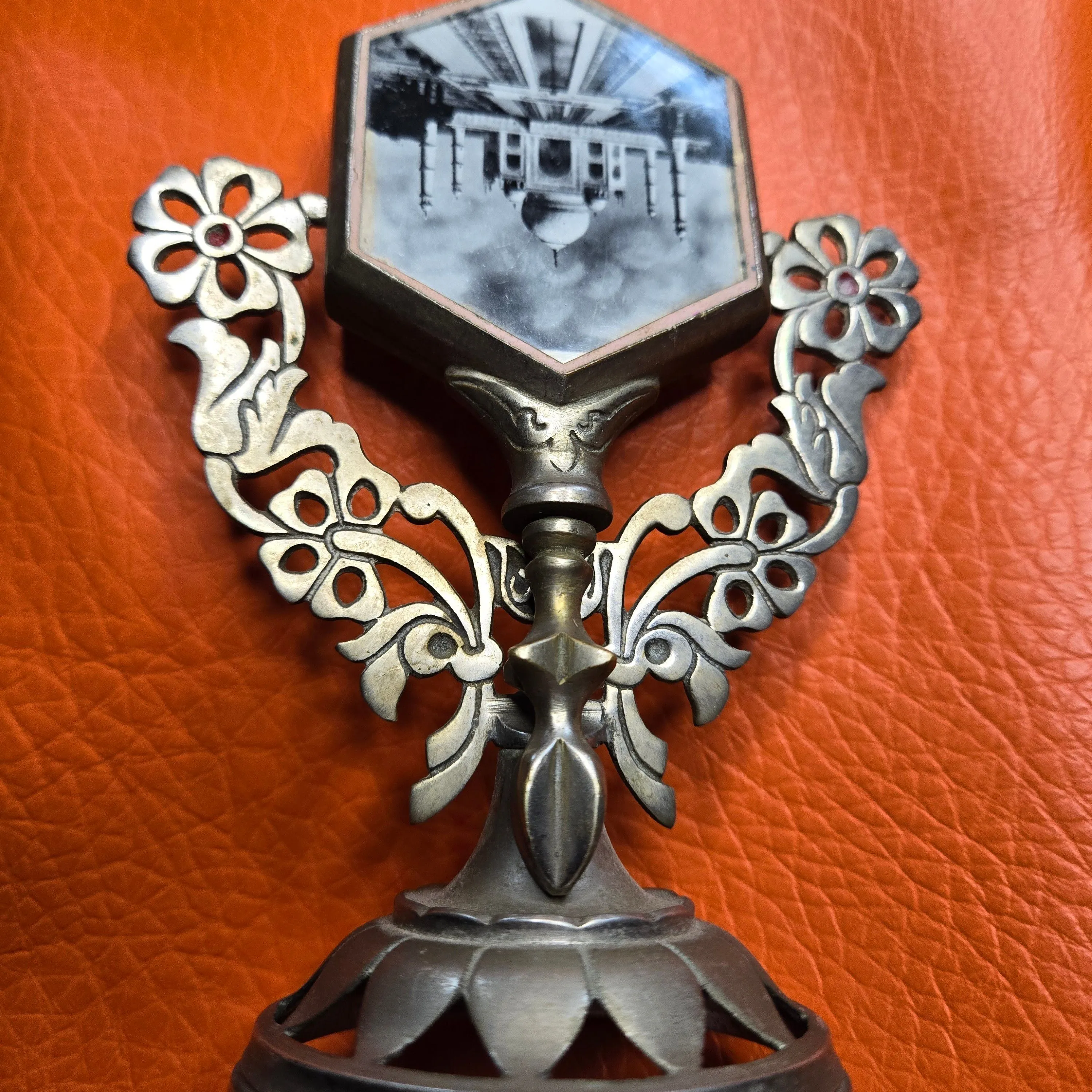 Product image for Vintage Vanity Perfume Bottle Flip Mirror Taj Mahal